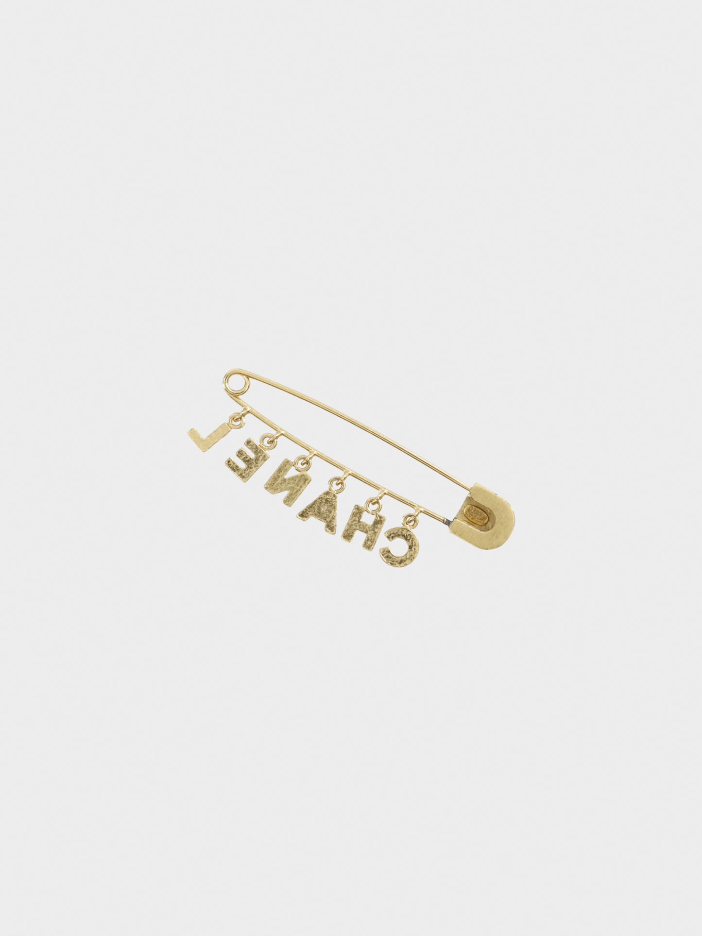 Chanel 2000s Logo Rhinestoned Safety Pin Brooch