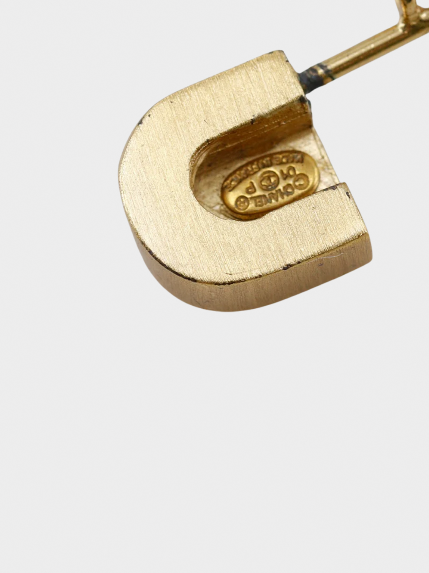 Chanel 2000s Logo Rhinestoned Safety Pin Brooch