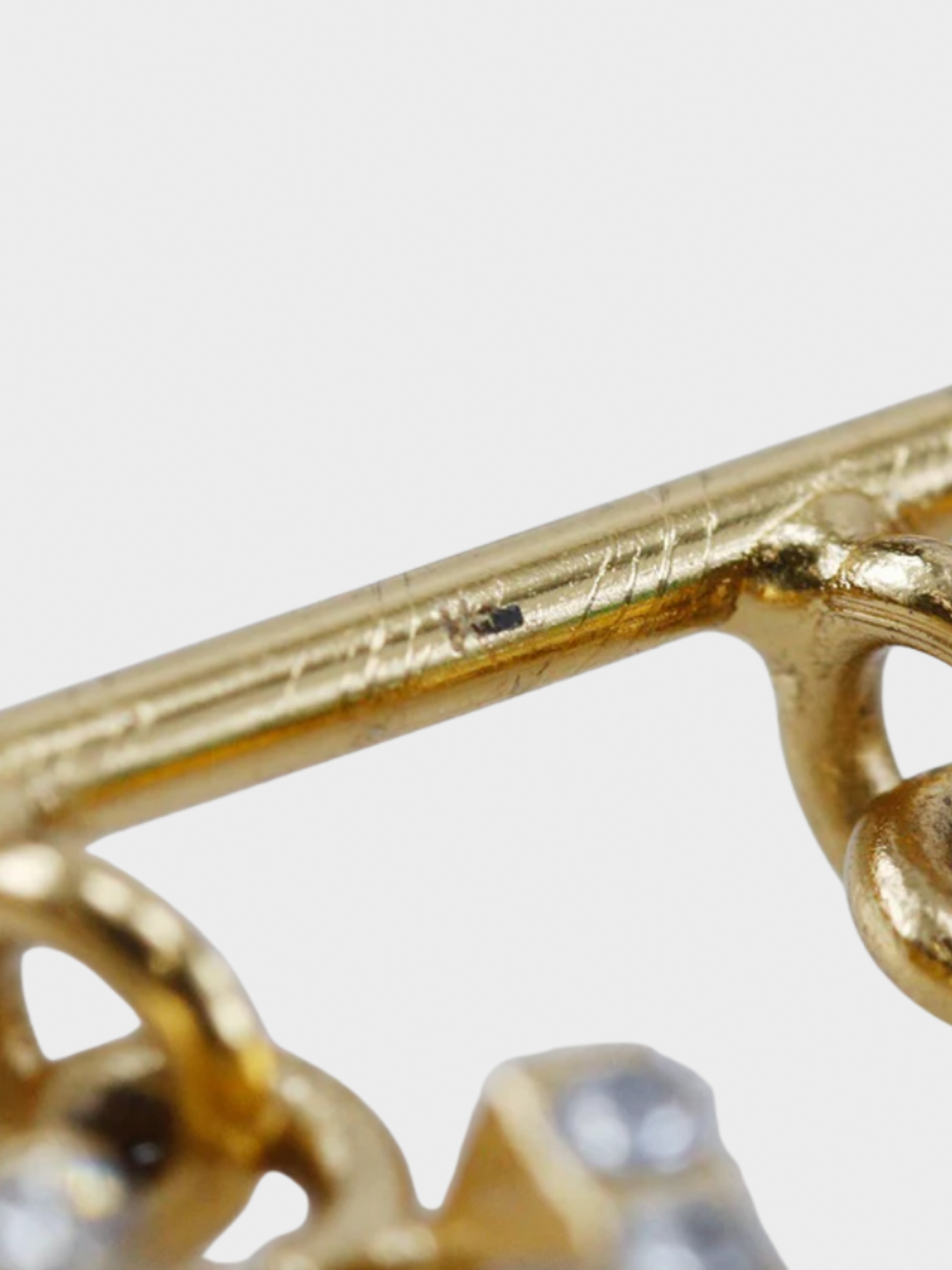 Chanel 2000s Logo Rhinestoned Safety Pin Brooch