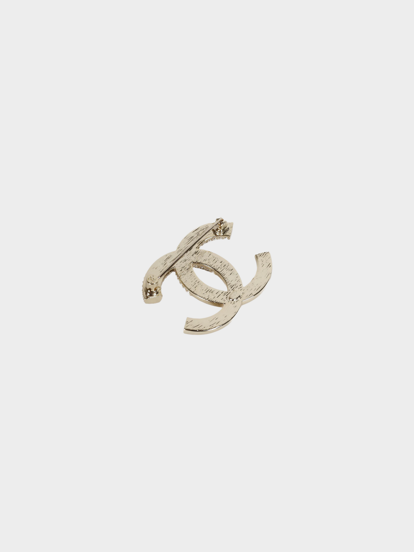 Chanel 2023 CC Champagne Gold Crystal Brooch