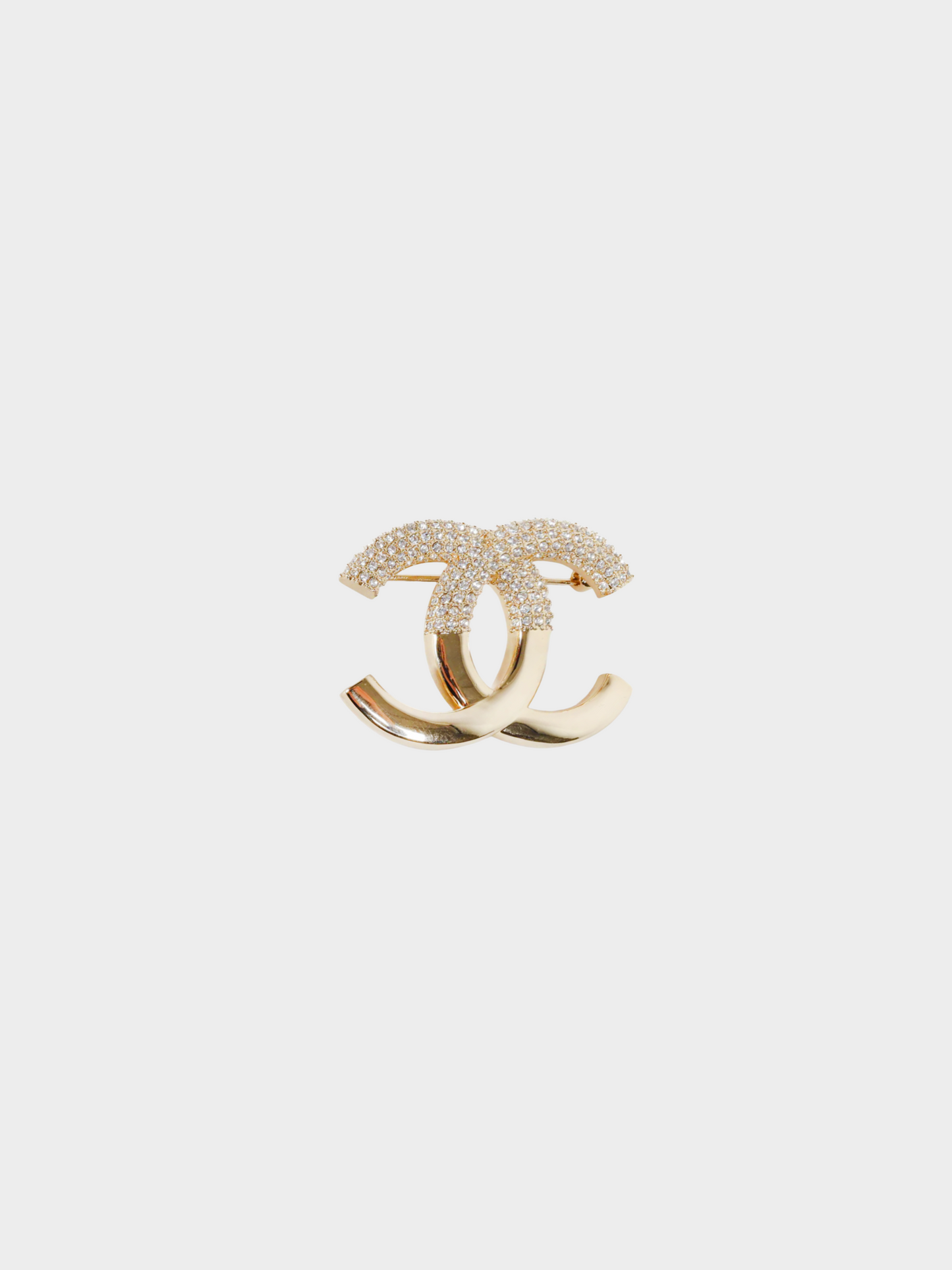 Chanel 2023 CC Champagne Gold Crystal Brooch