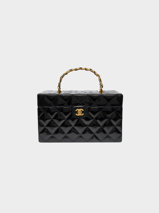 Chanel 2002 Black Patent Leather Vanity Bag