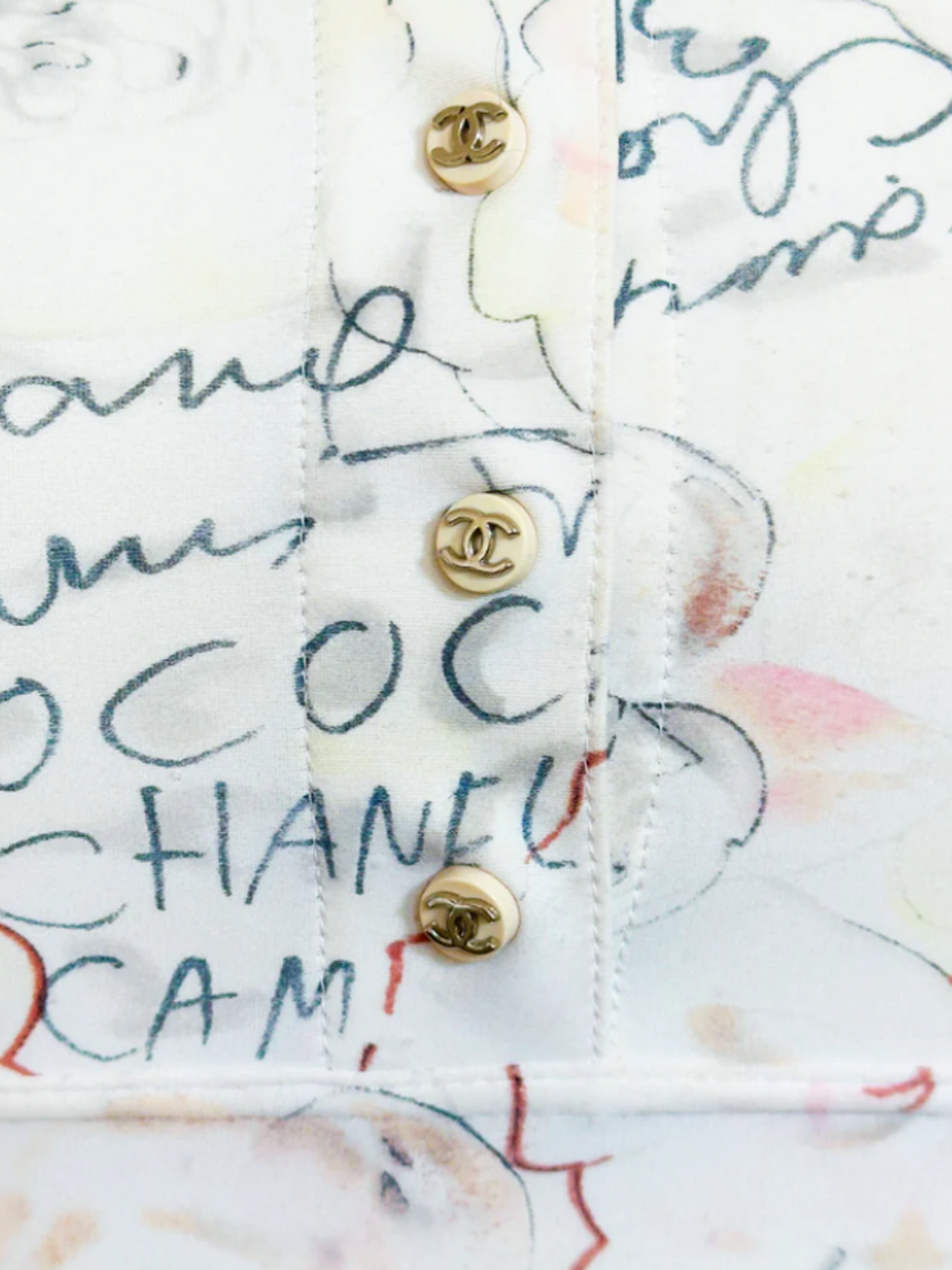 Chanel by Karl Lagerfeld Cruise 2008 Ivory White Floral Printed Mini Dress