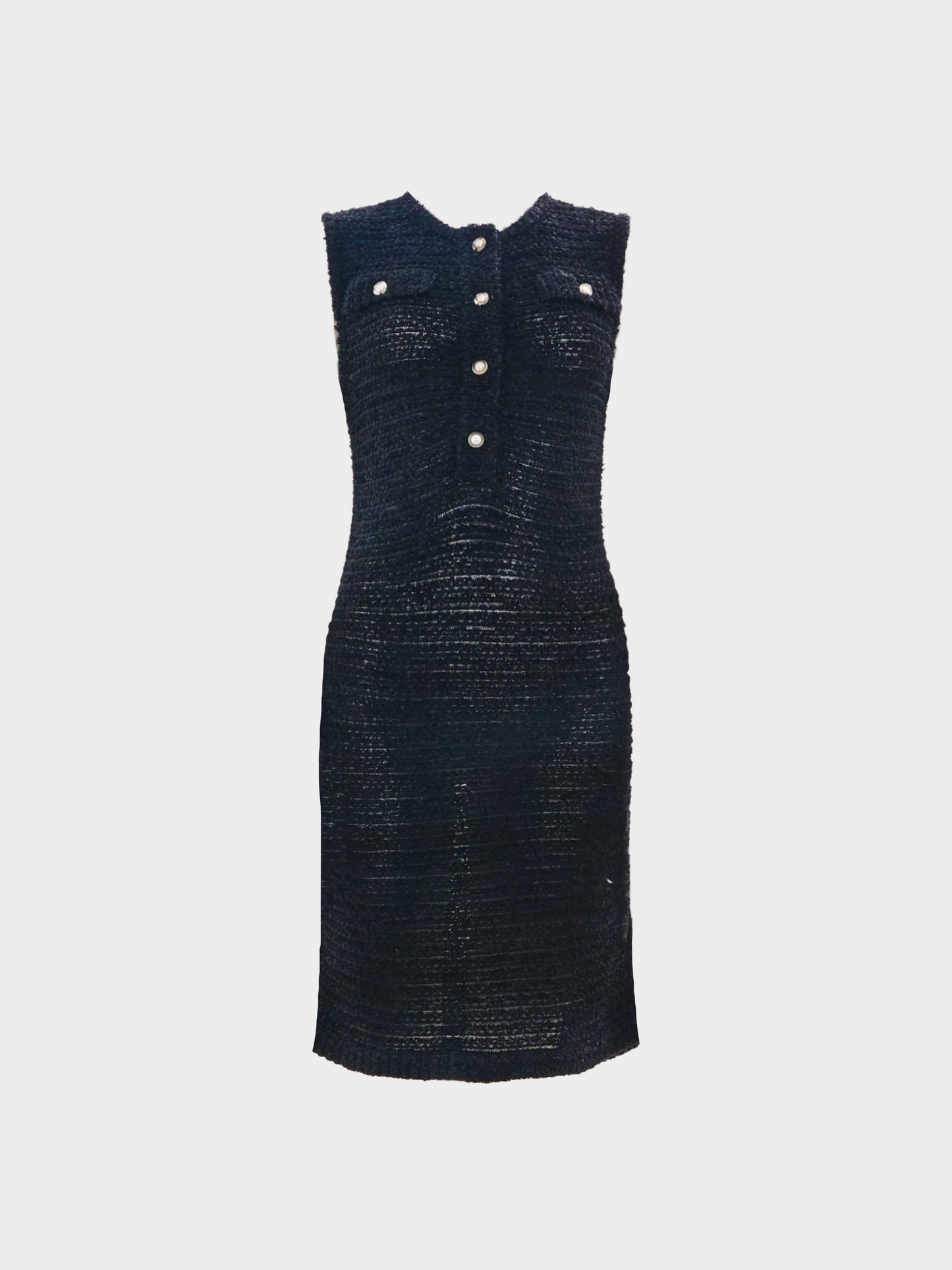 Chanel by Karl Lagerfeld Resort 2016 Black Pearlescent Button Black Tweed Dress