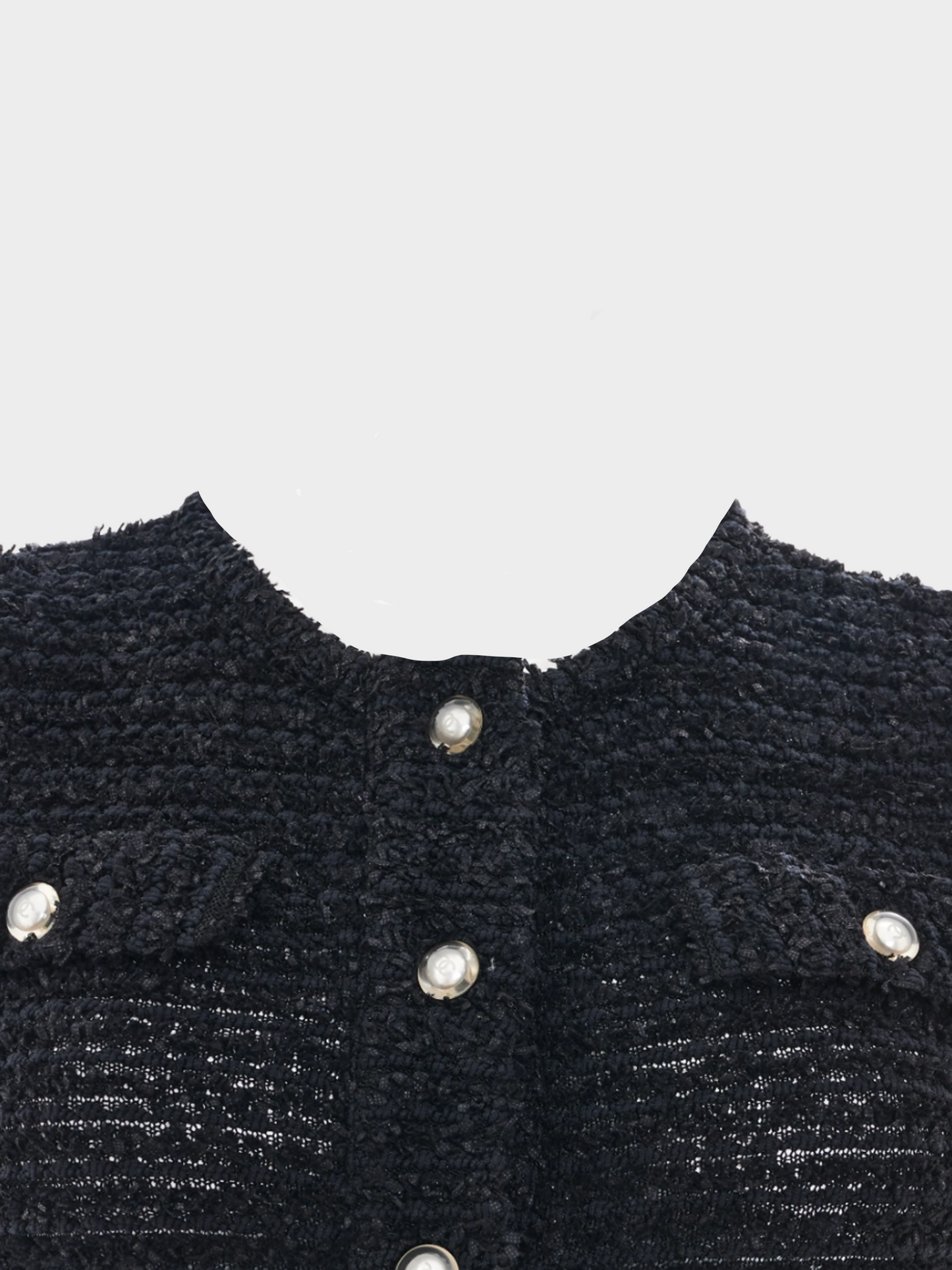 Chanel by Karl Lagerfeld Resort 2016 Black Pearlescent Button Black Tweed Dress