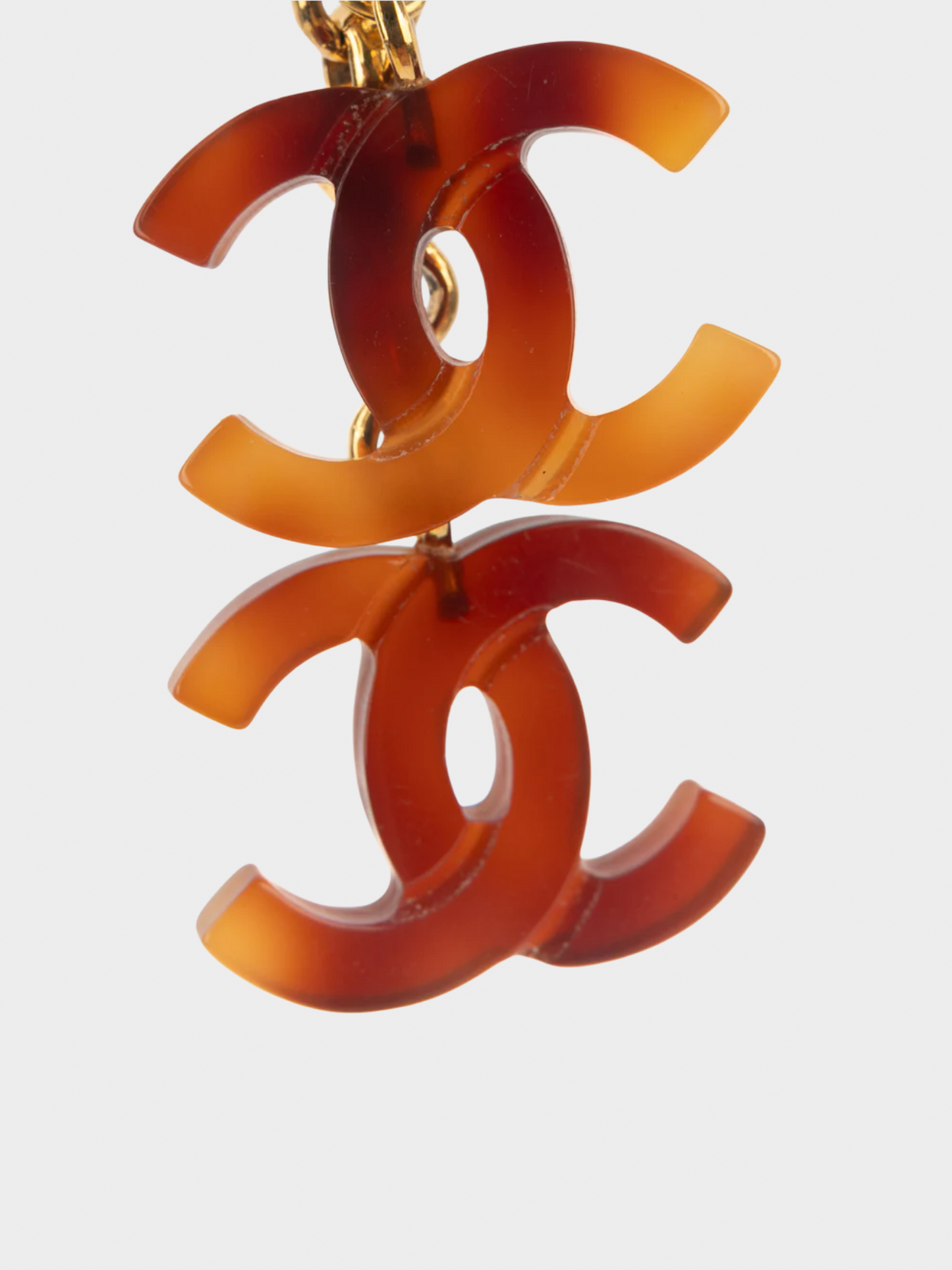 Chanel SS 1994 Brown Tortoiseshell Resin CC Earrings