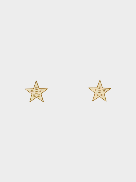 Chanel 2001 Gold Coco Star Earrings