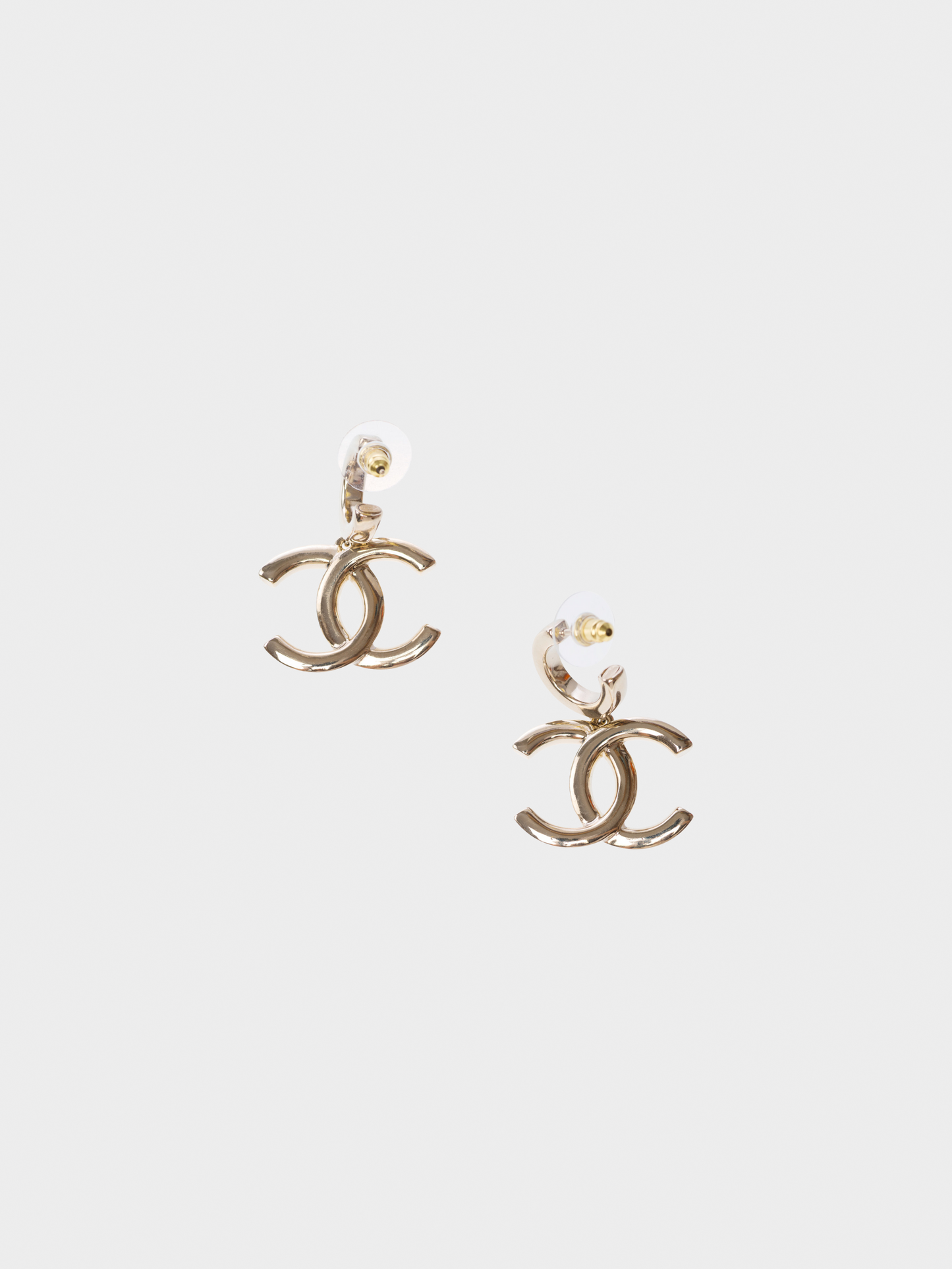 Chanel AW 2022 Gold CC Logo Drop Earrings