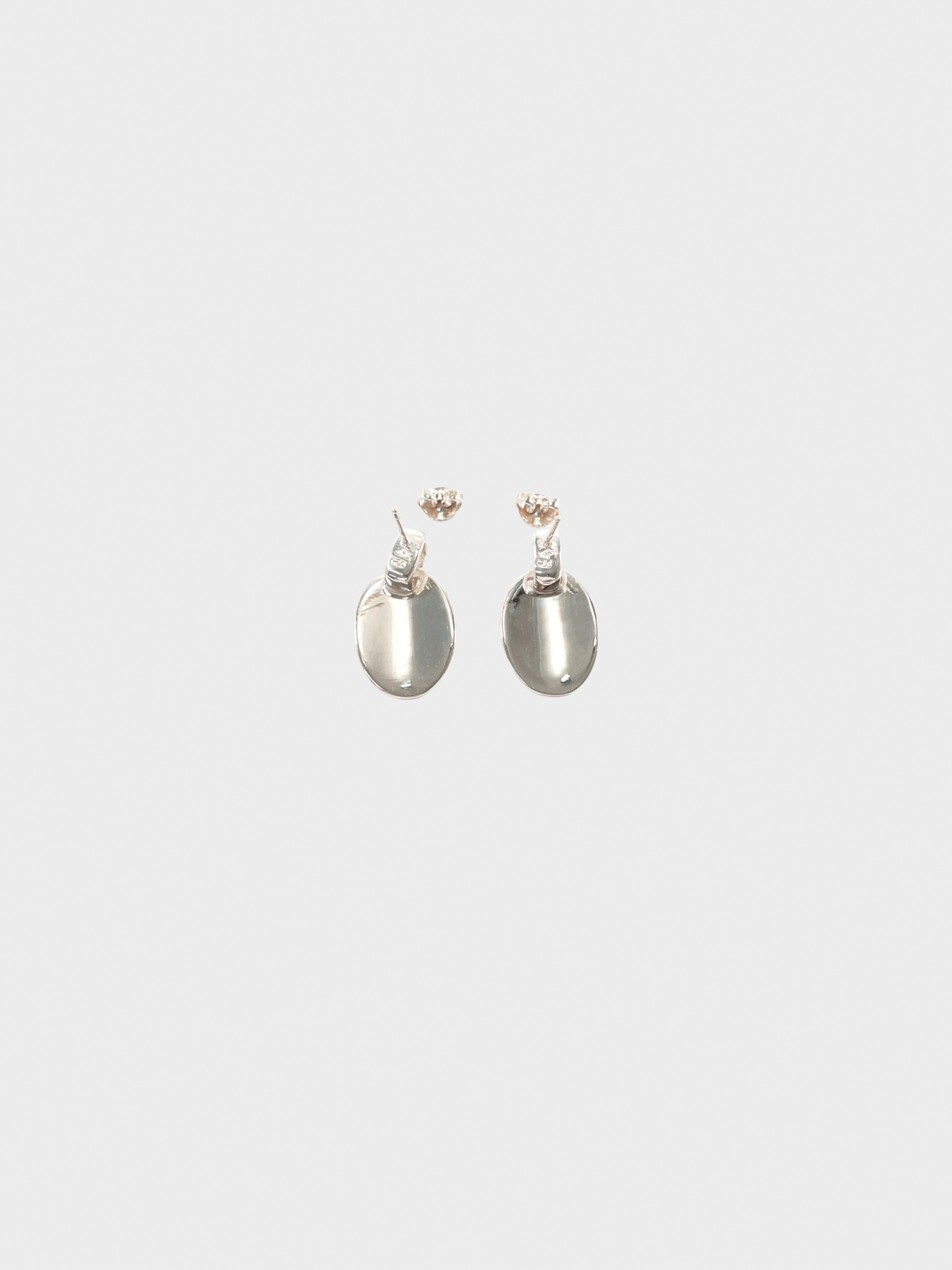 Chanel 2000s Silver Oval Drop Earrings