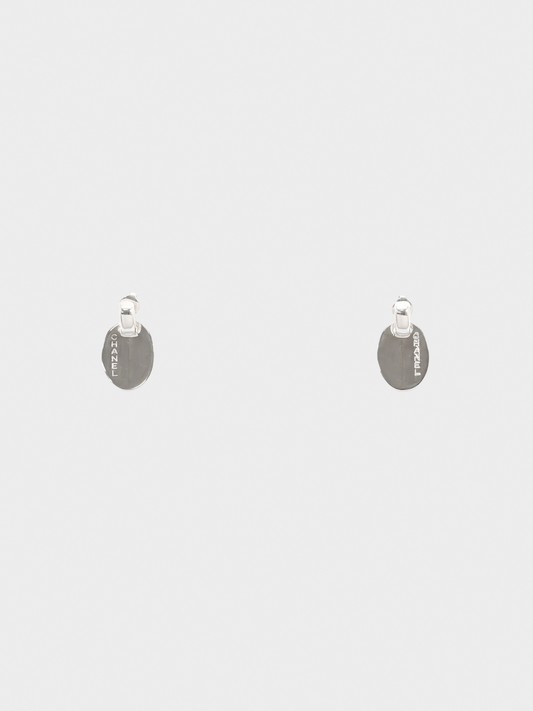 Chanel 2000s Silver Oval Drop Earrings