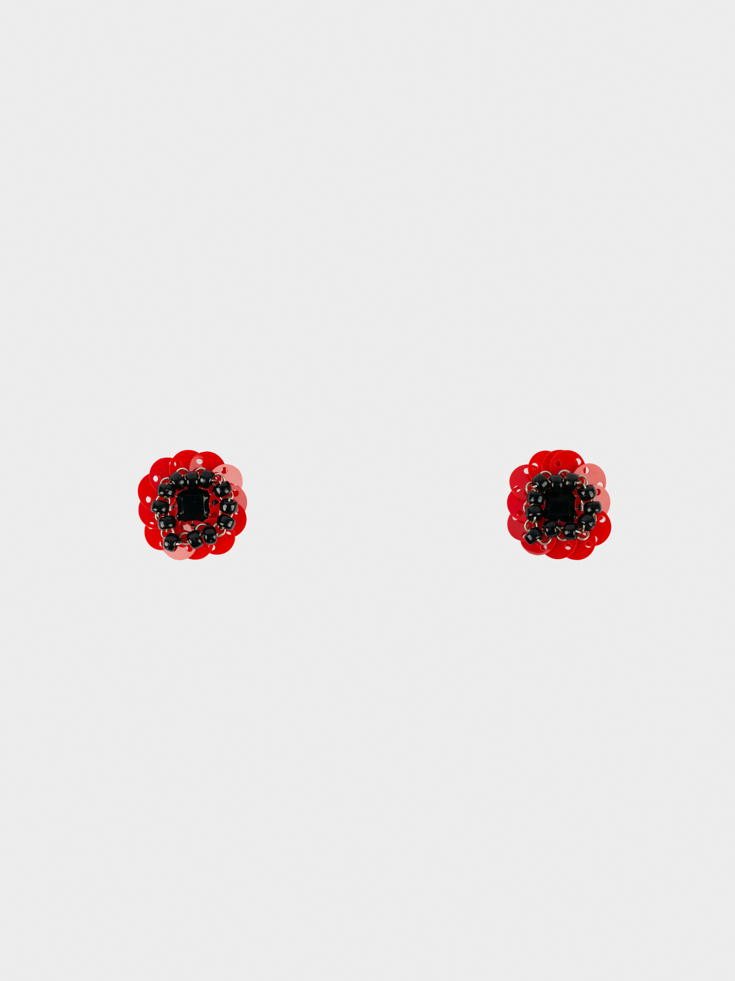 Paco Rabanne 1980s Haute Couture Red and Black Pastille Earrings