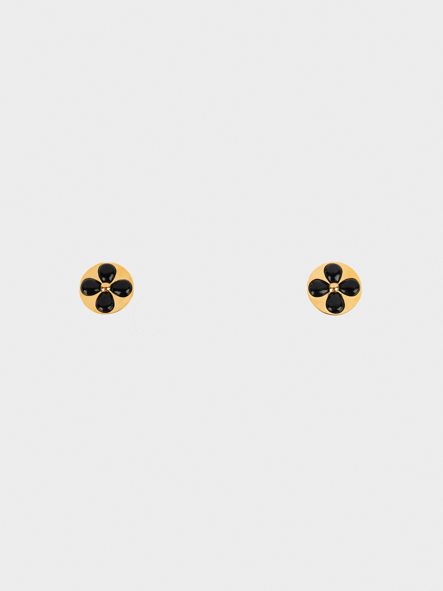 Chanel 1990s Gold Plate Flower Circle Earrings