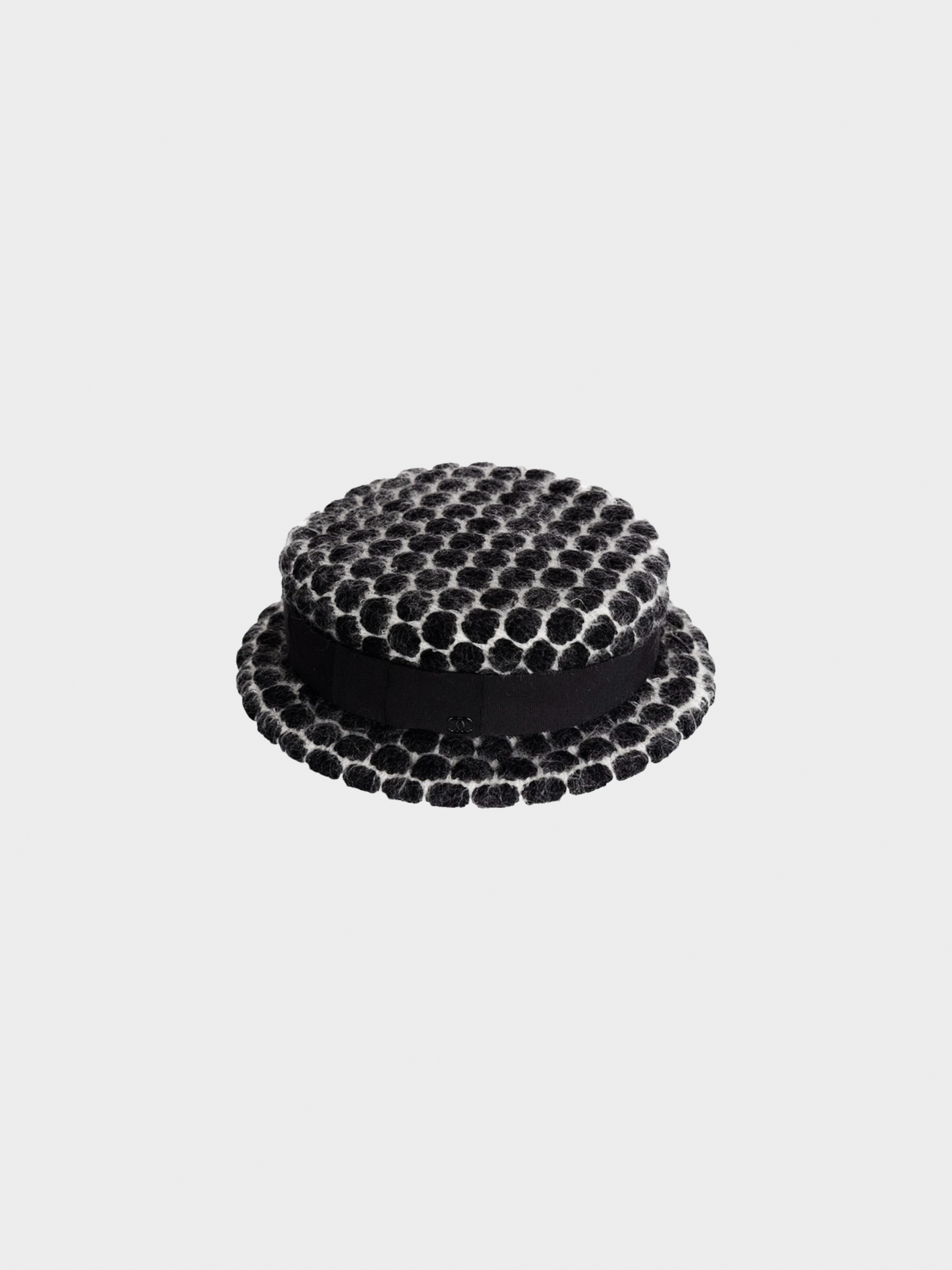 Chanel FW 2009 Runway Black and White Mohair Bow Hat