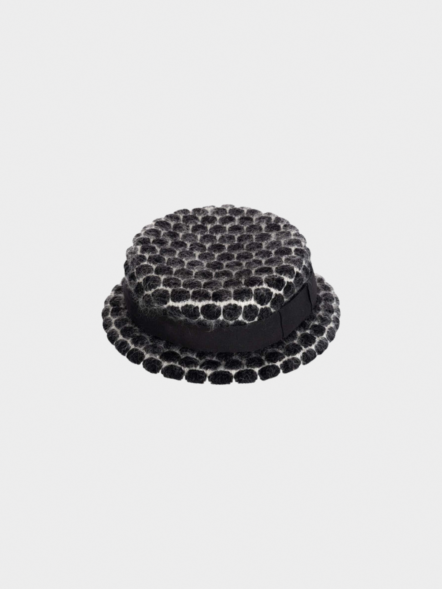 Chanel FW 2009 Runway Black and White Mohair Bow Hat