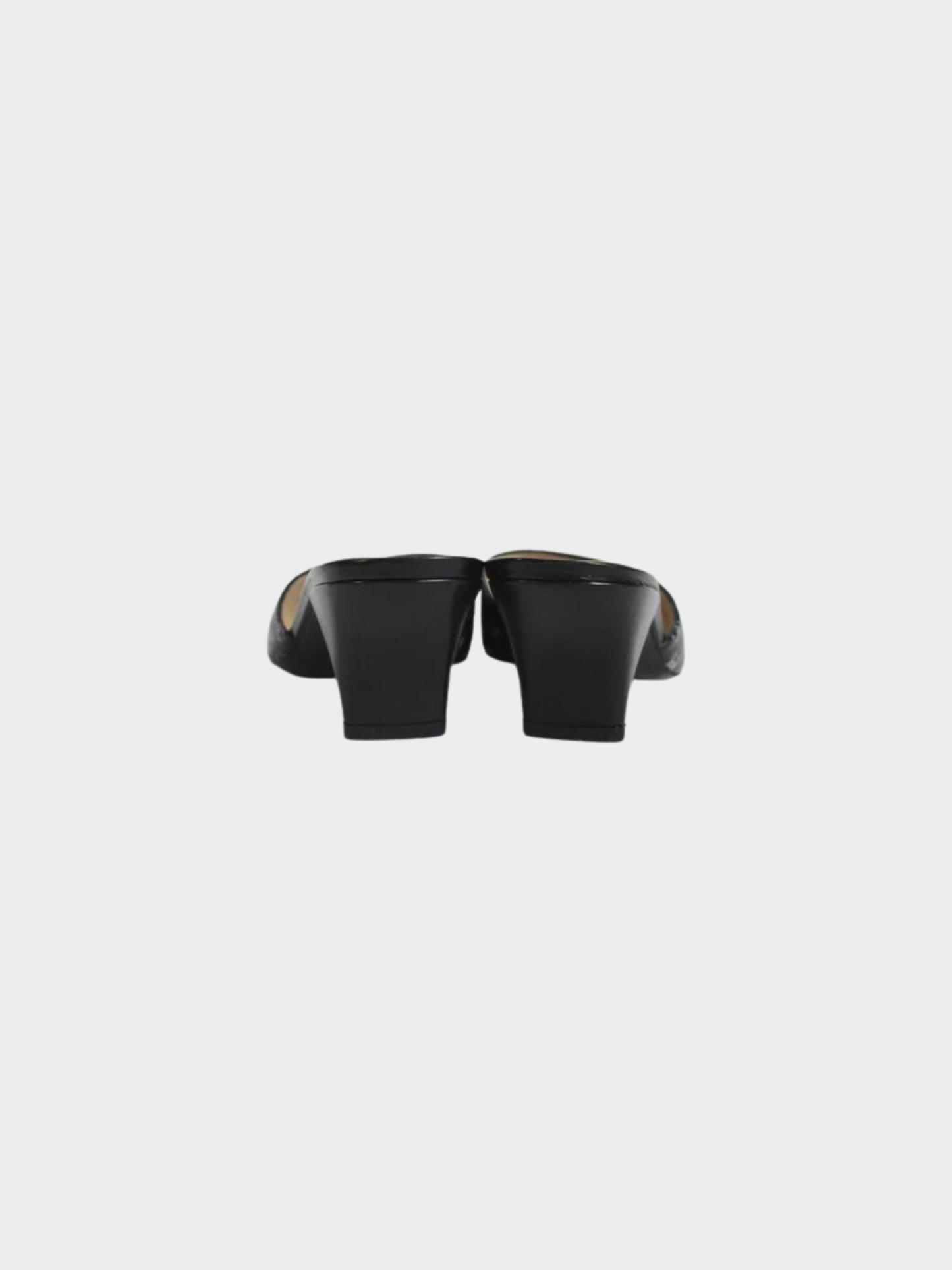 Chanel 1990s Black and White Leather Logo Mules