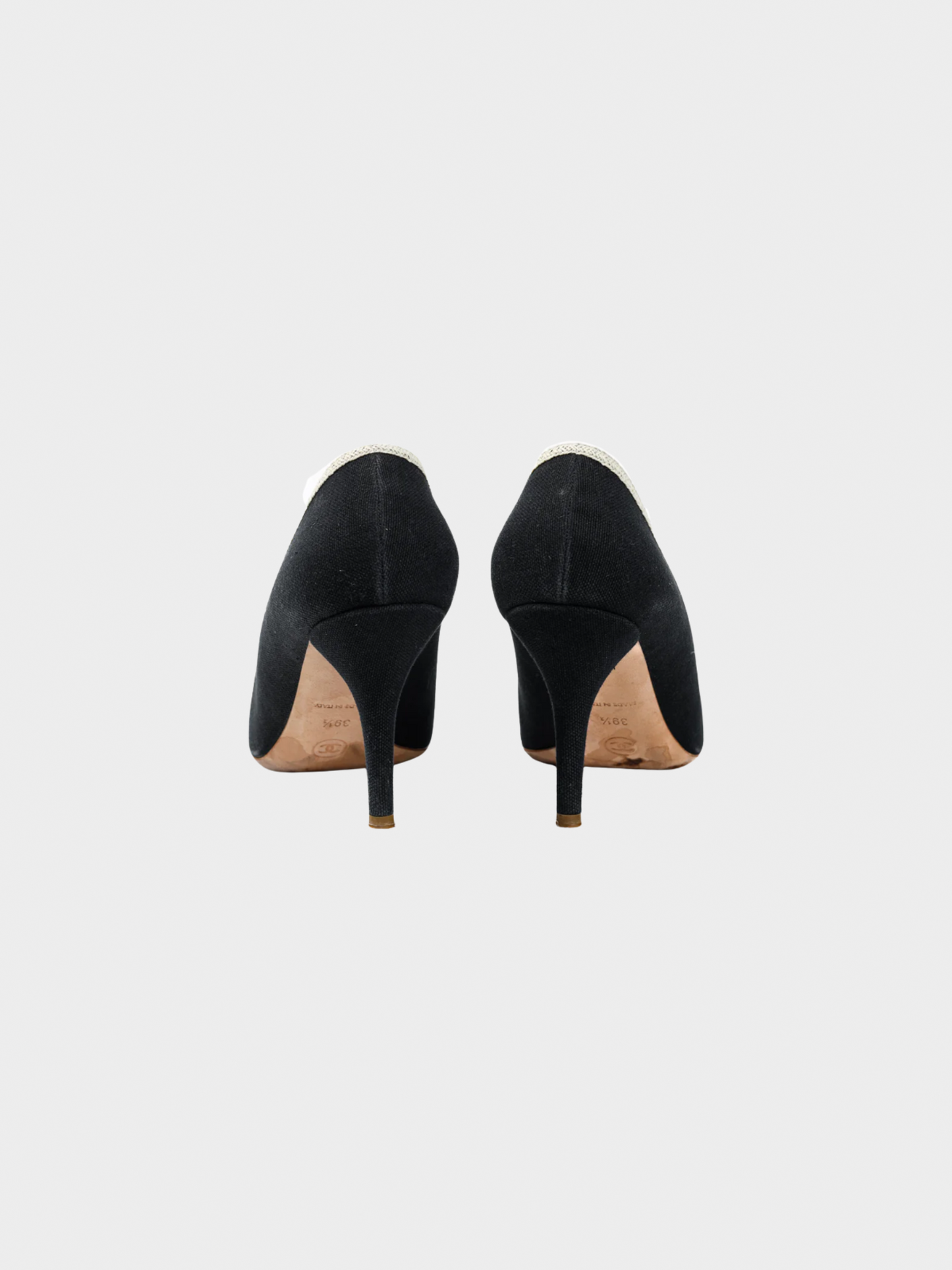 Chanel Printemps 2006 Black Canvas Camellia-Rosette Pumps