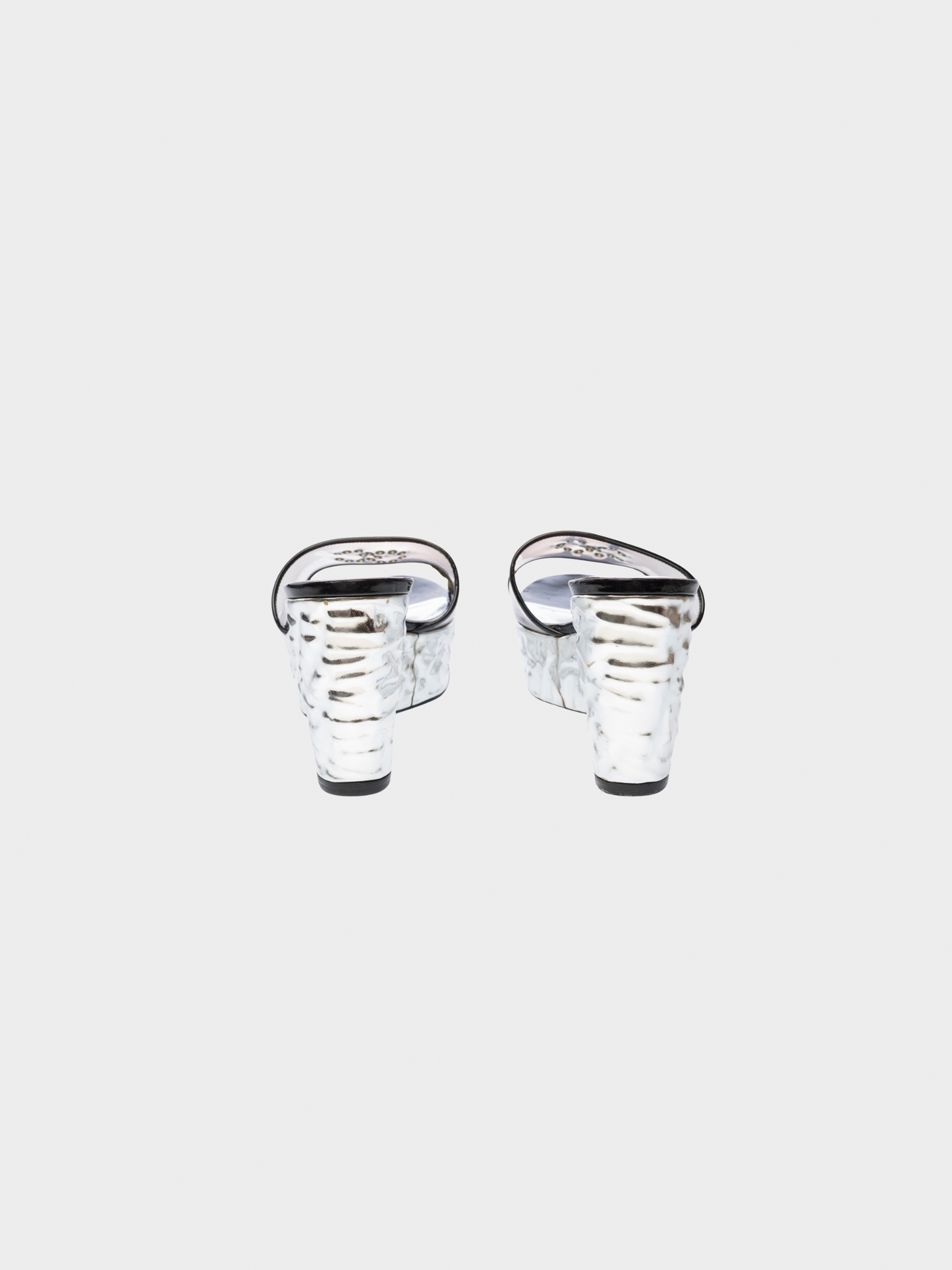 Chanel Cruise 2007 Clear Vinyl Silver Wedge Sandals