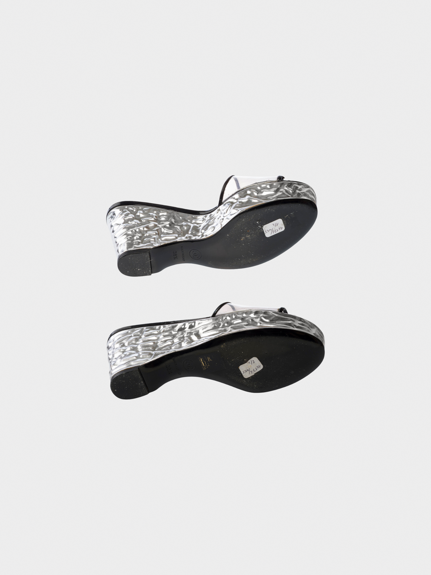 Chanel Cruise 2007 Clear Vinyl Silver Wedge Sandals