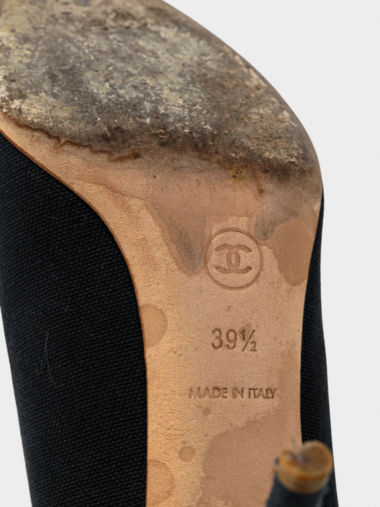 Chanel Printemps 2006 Black Canvas Camellia-Rosette Pumps