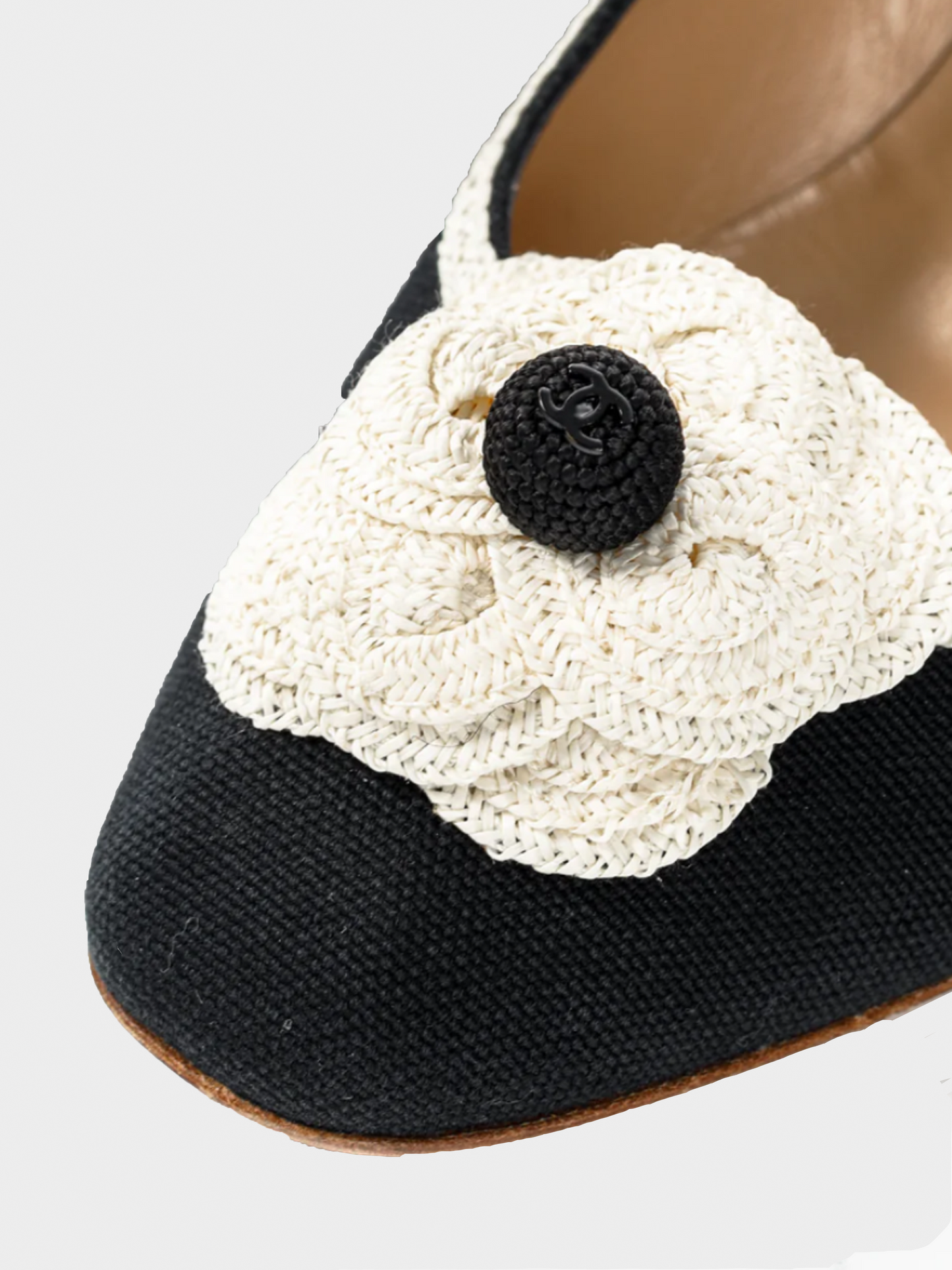 Chanel Printemps 2006 Black Canvas Camellia-Rosette Pumps