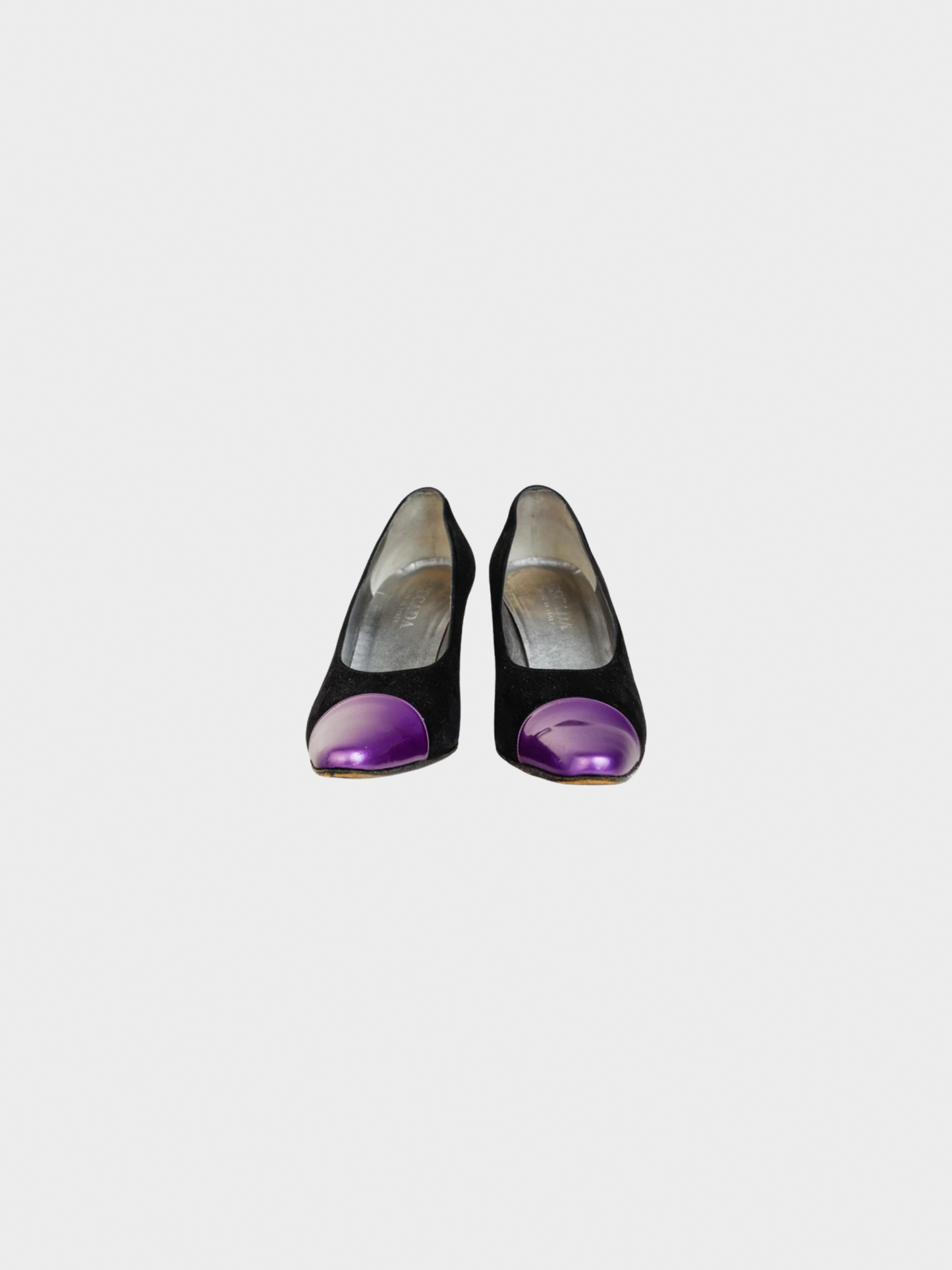 Escada 2000s Black Suede and Purple Patent Pumps
