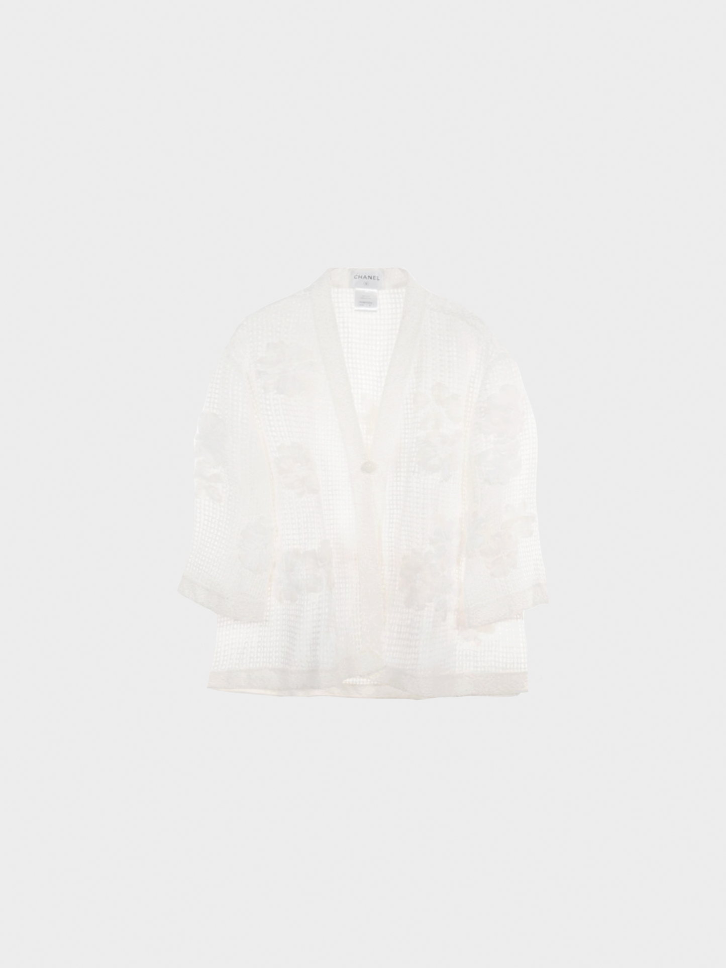Chanel 2010s White Floral Embroidered Cardigan