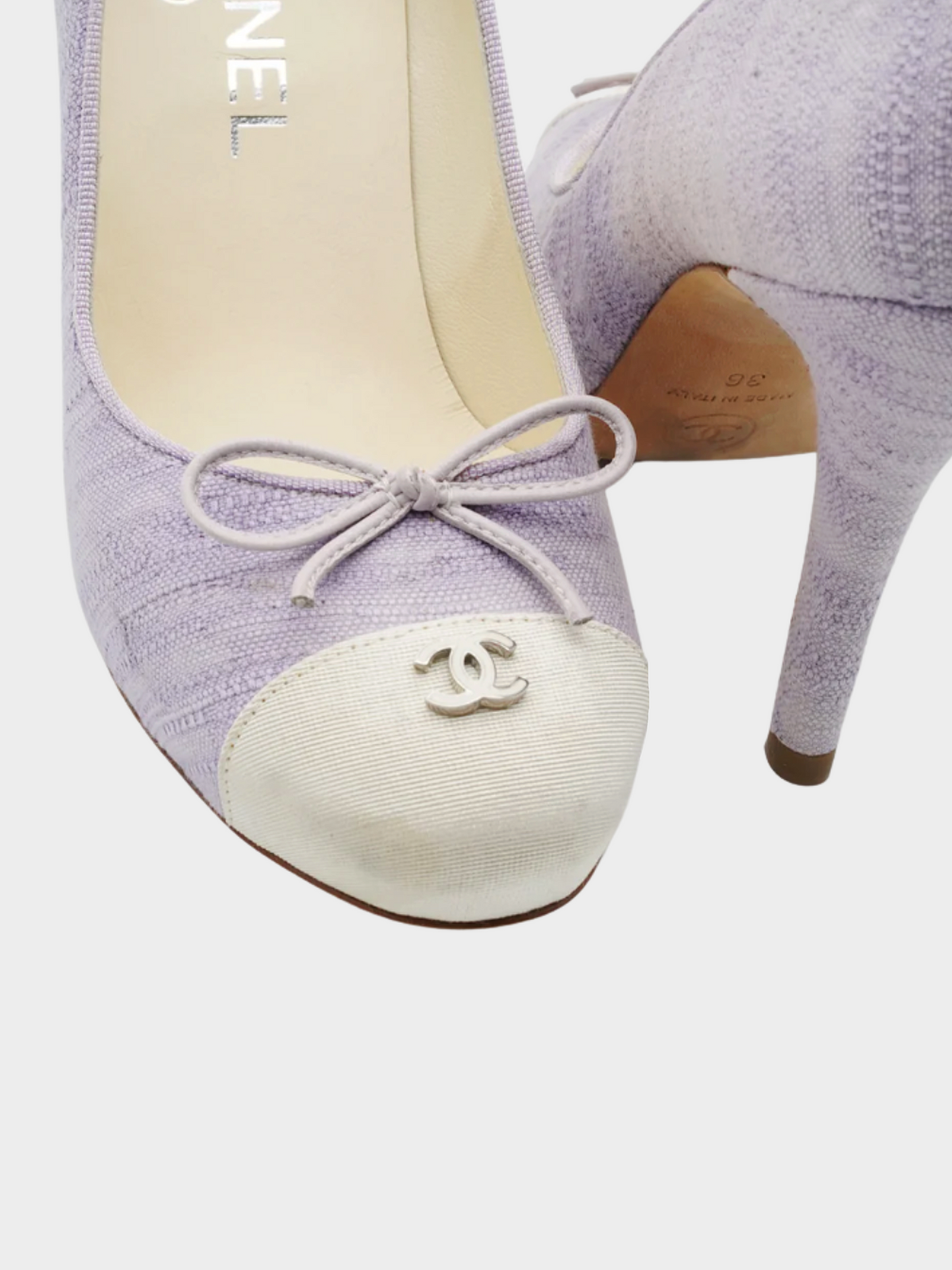Chanel by Karl Lagerfeld 2000s Lilac Tweed Cotton Silk Pumps