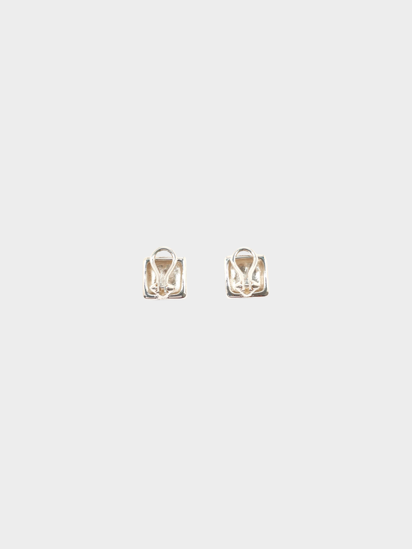 Chanel 1990s Silver Square Clover Clip-On Earrings