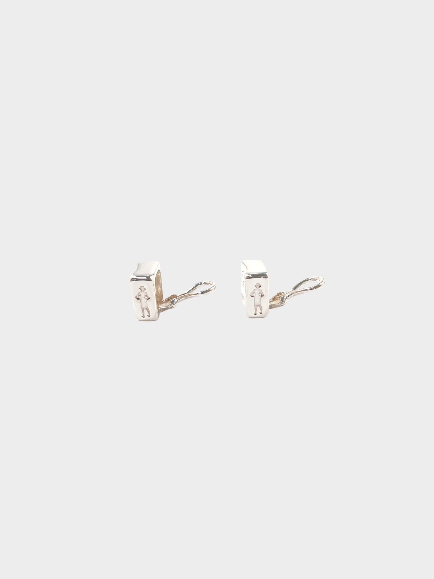 Chanel 1990s Silver Square Clover Clip-On Earrings