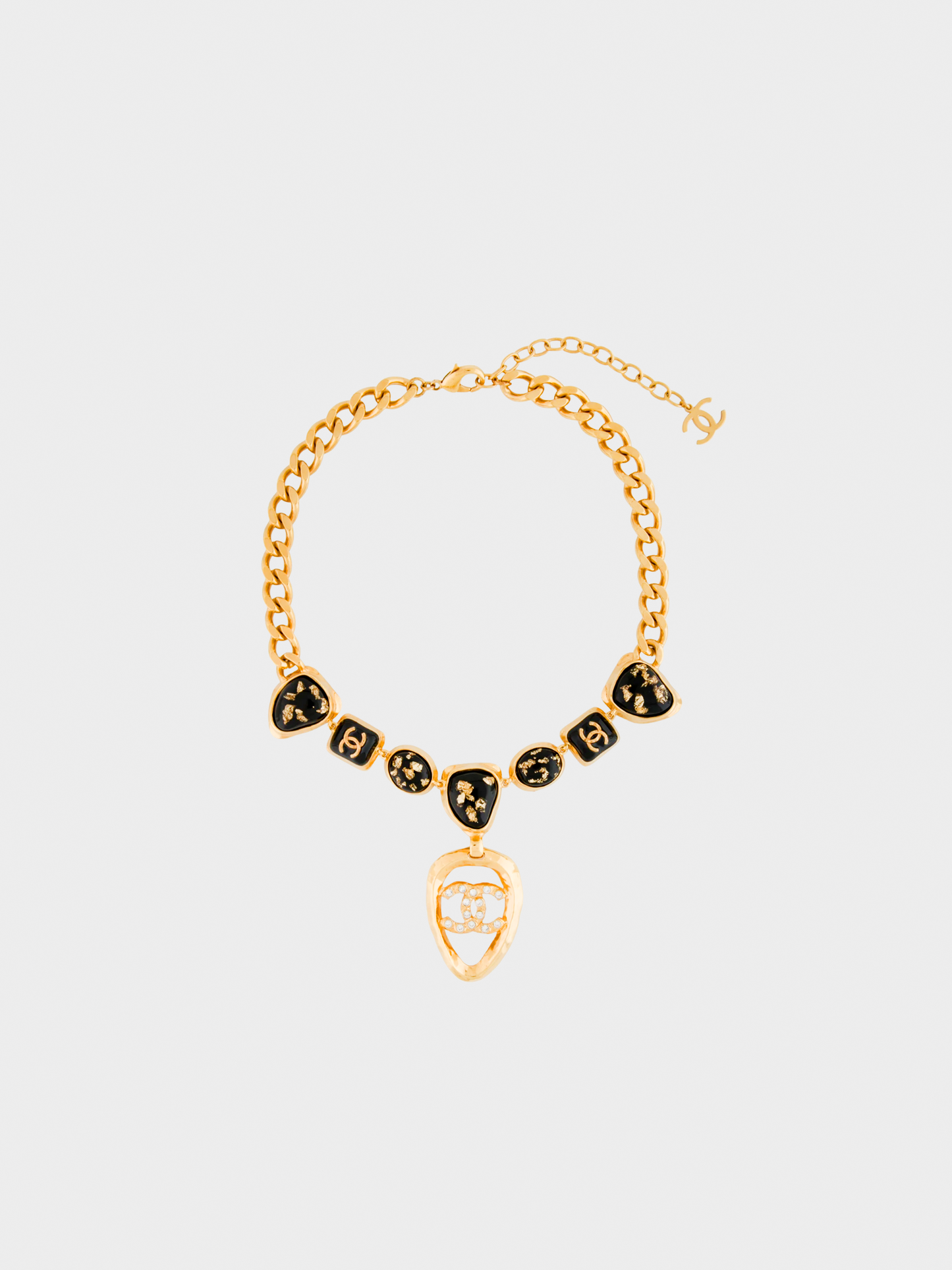 Chanel Cruise 2023 Gold Strass, Resin & Enamel CC Collar Necklace