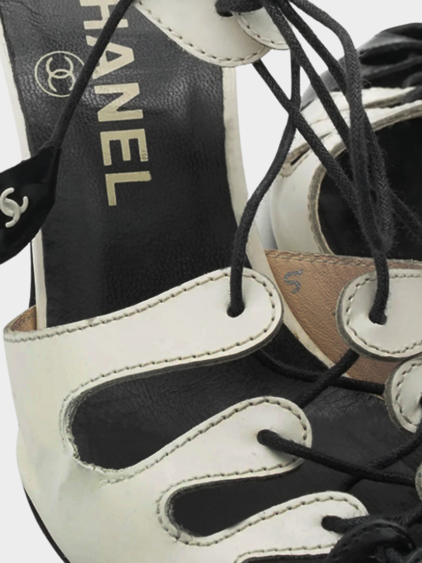 Chanel by Karl Lagerfeld SS 2003 Black & White Patent Leather Sandals