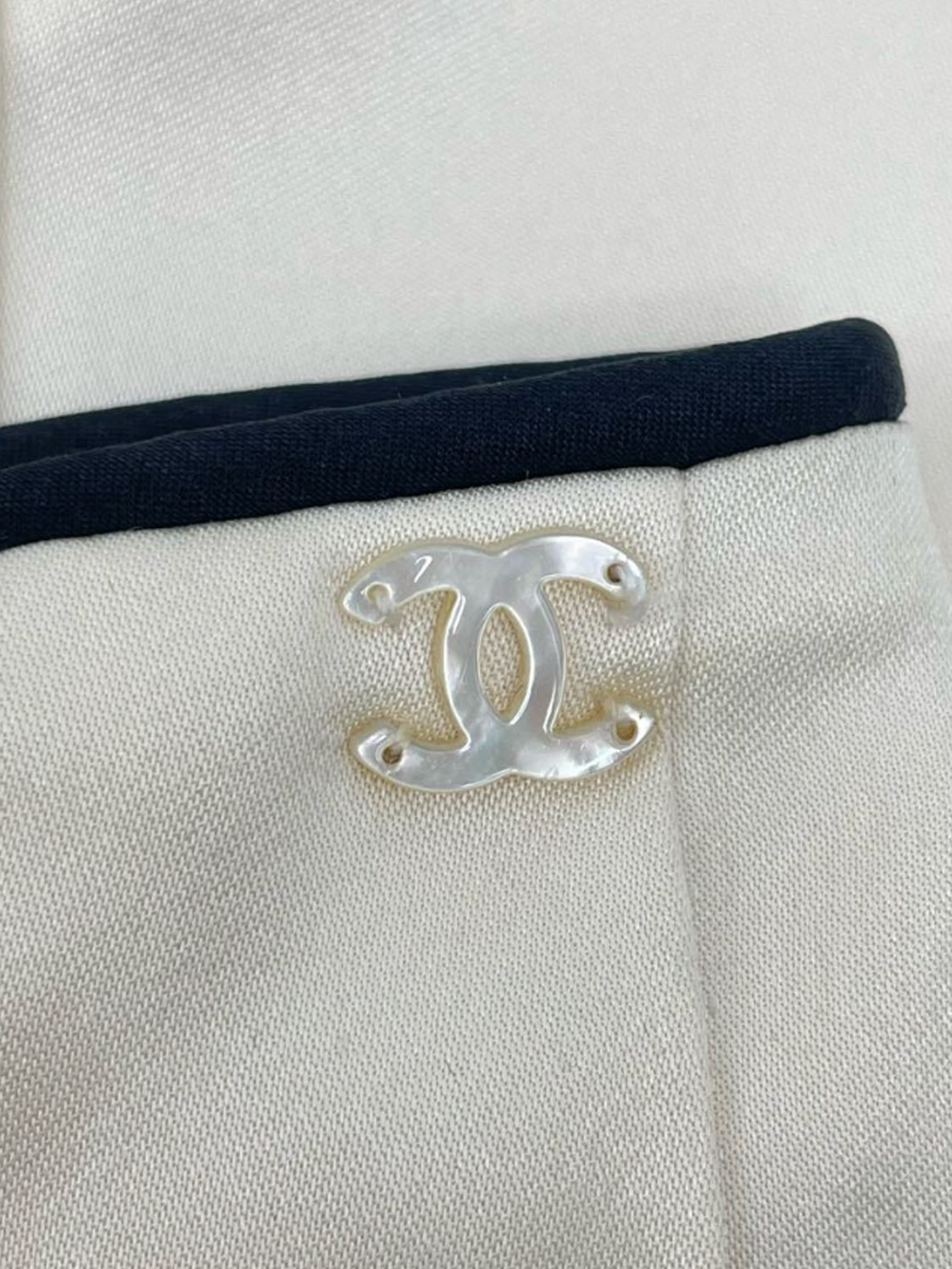 Chanel 2000s Cream Coco Mark Silk Trousers