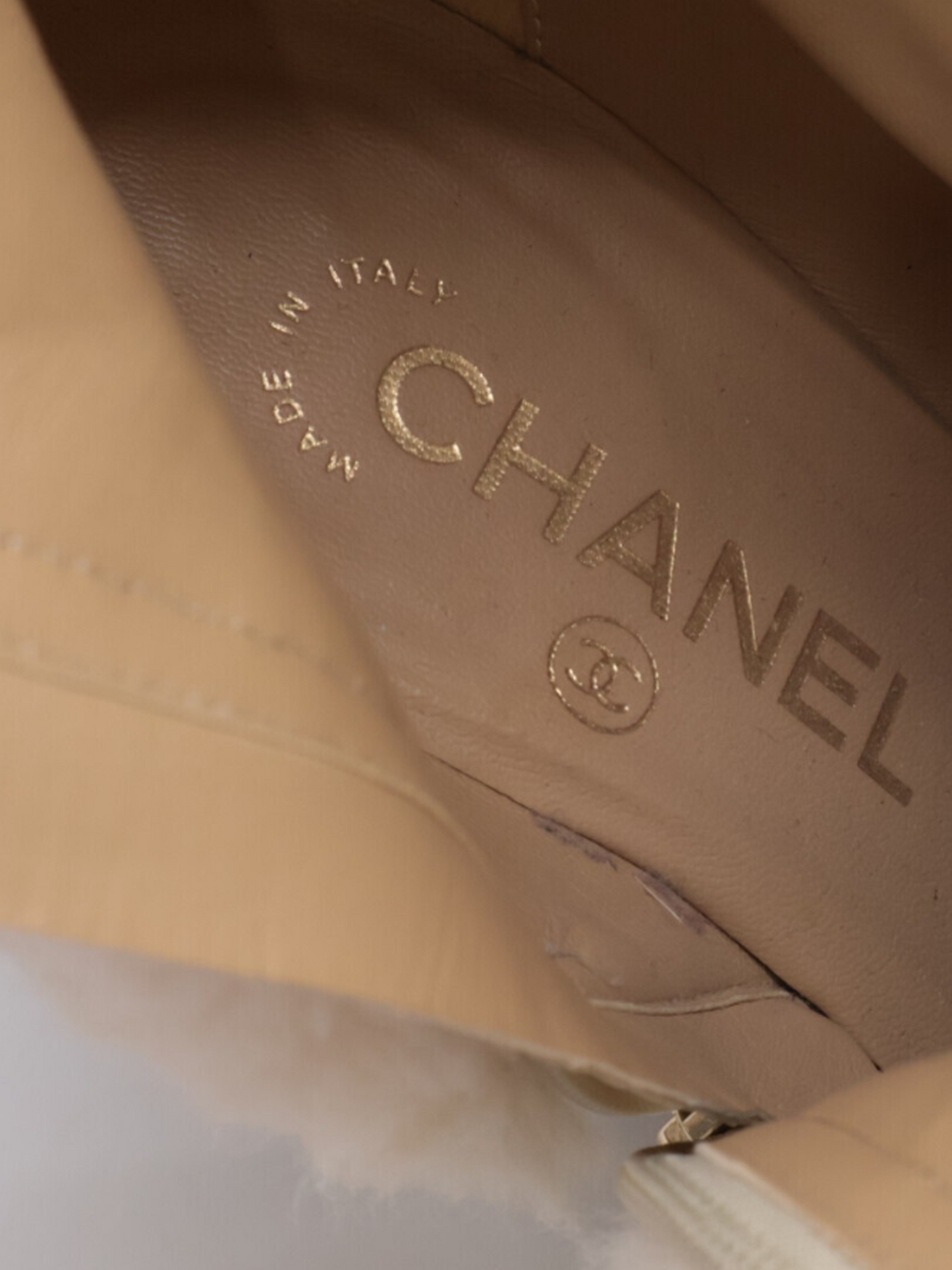 Chanel 2000s Matelasse Beige Shearling Ankle Boots