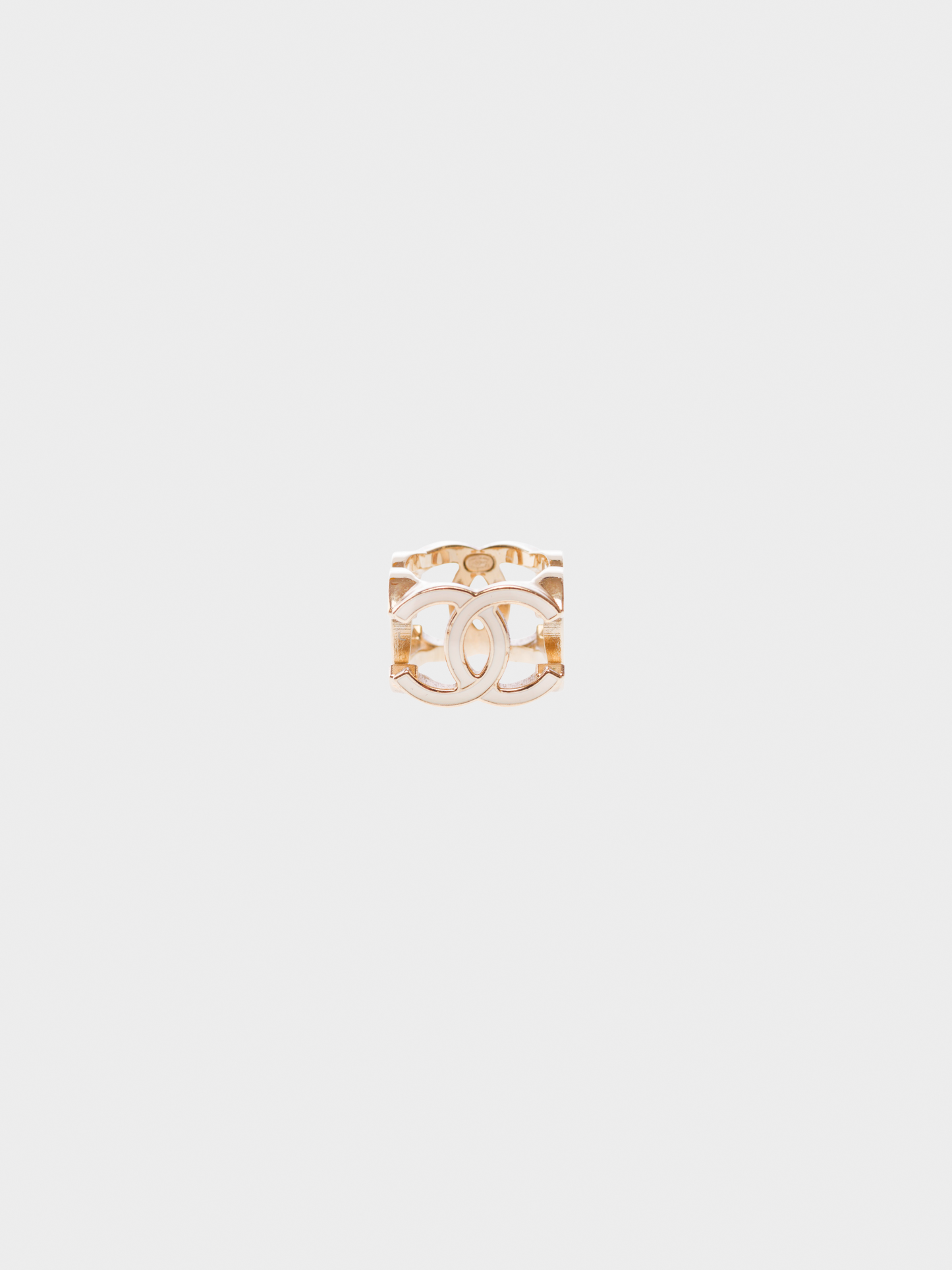 Chanel 2023 White and Gold CC Boxy Ring
