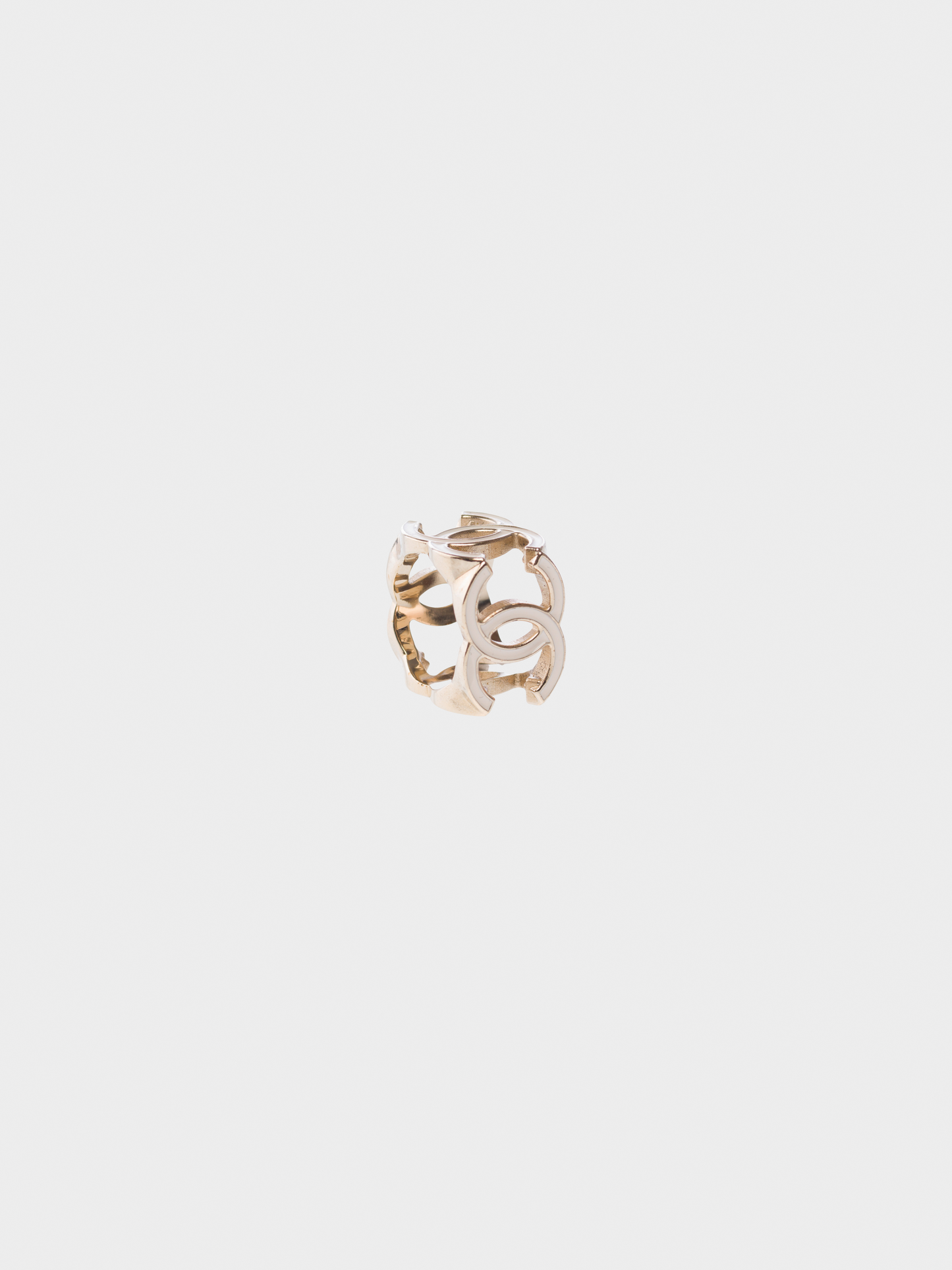 Chanel 2023 White and Gold CC Boxy Ring