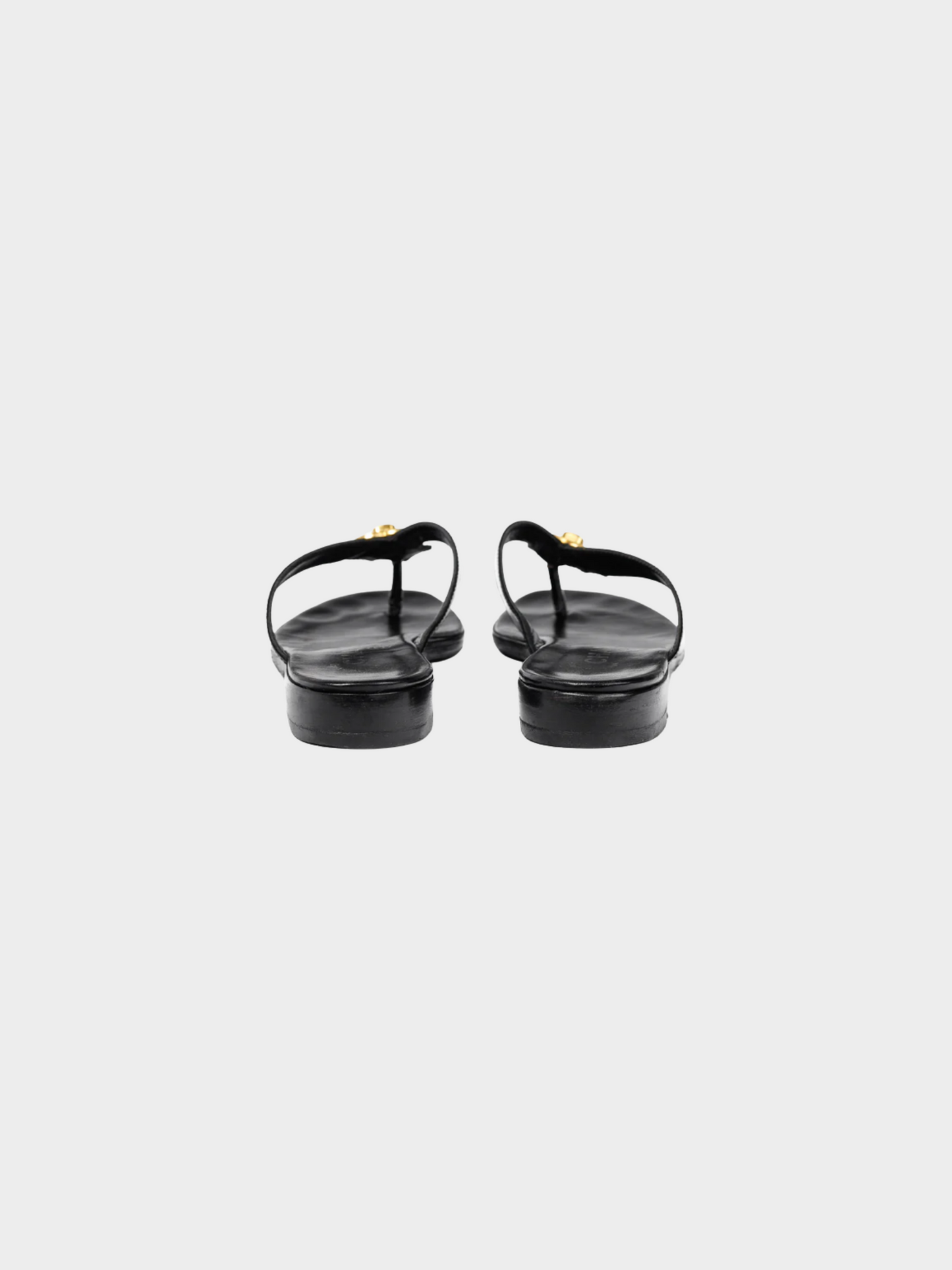 Chanel Spring 1996 Black Leather CC-Turnlock Flip Flops