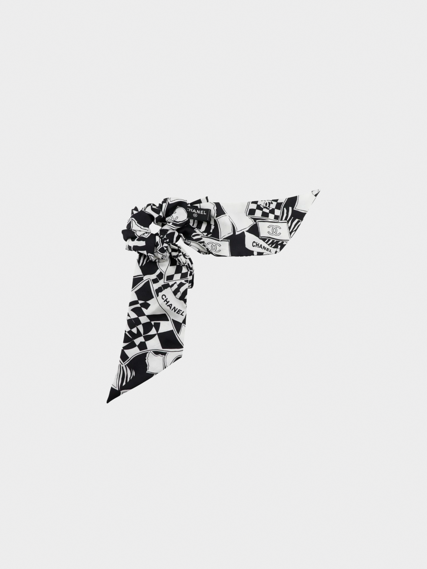 Chanel 2010s Black and White Ribbon Scrunchie