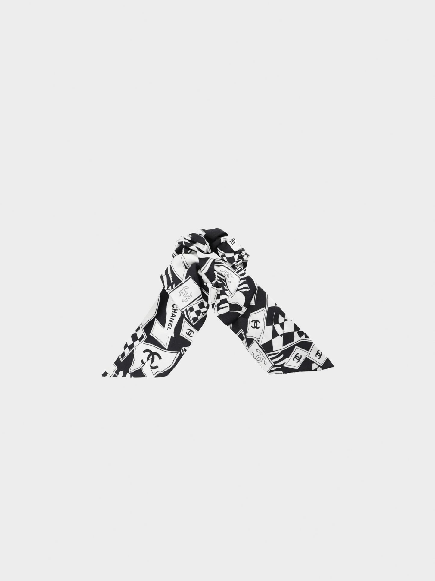 Chanel 2010s Black and White Ribbon Scrunchie