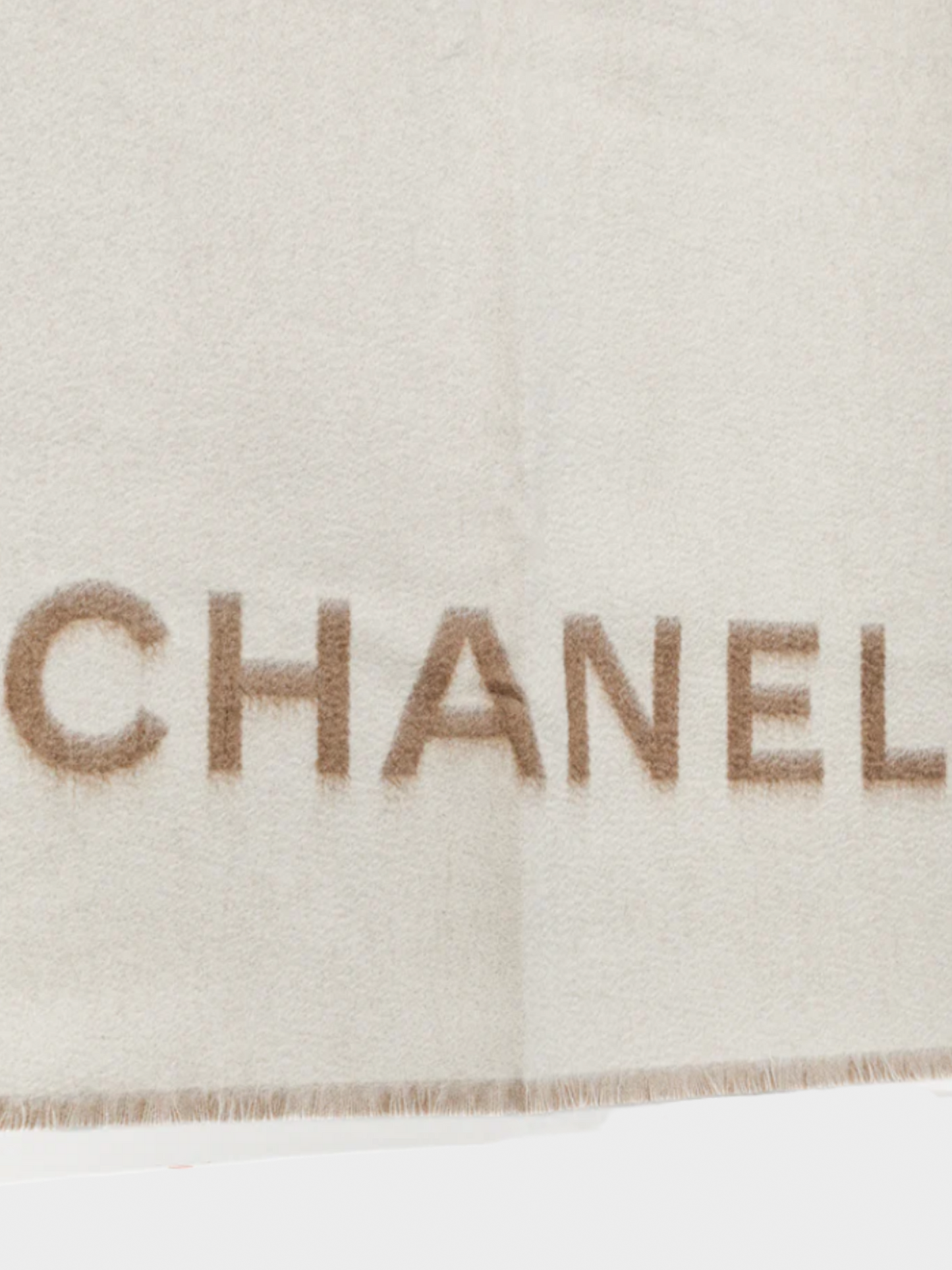 Chanel 2020s Brown and White Two-Tone Cashmere CC Logo Blank Shawl