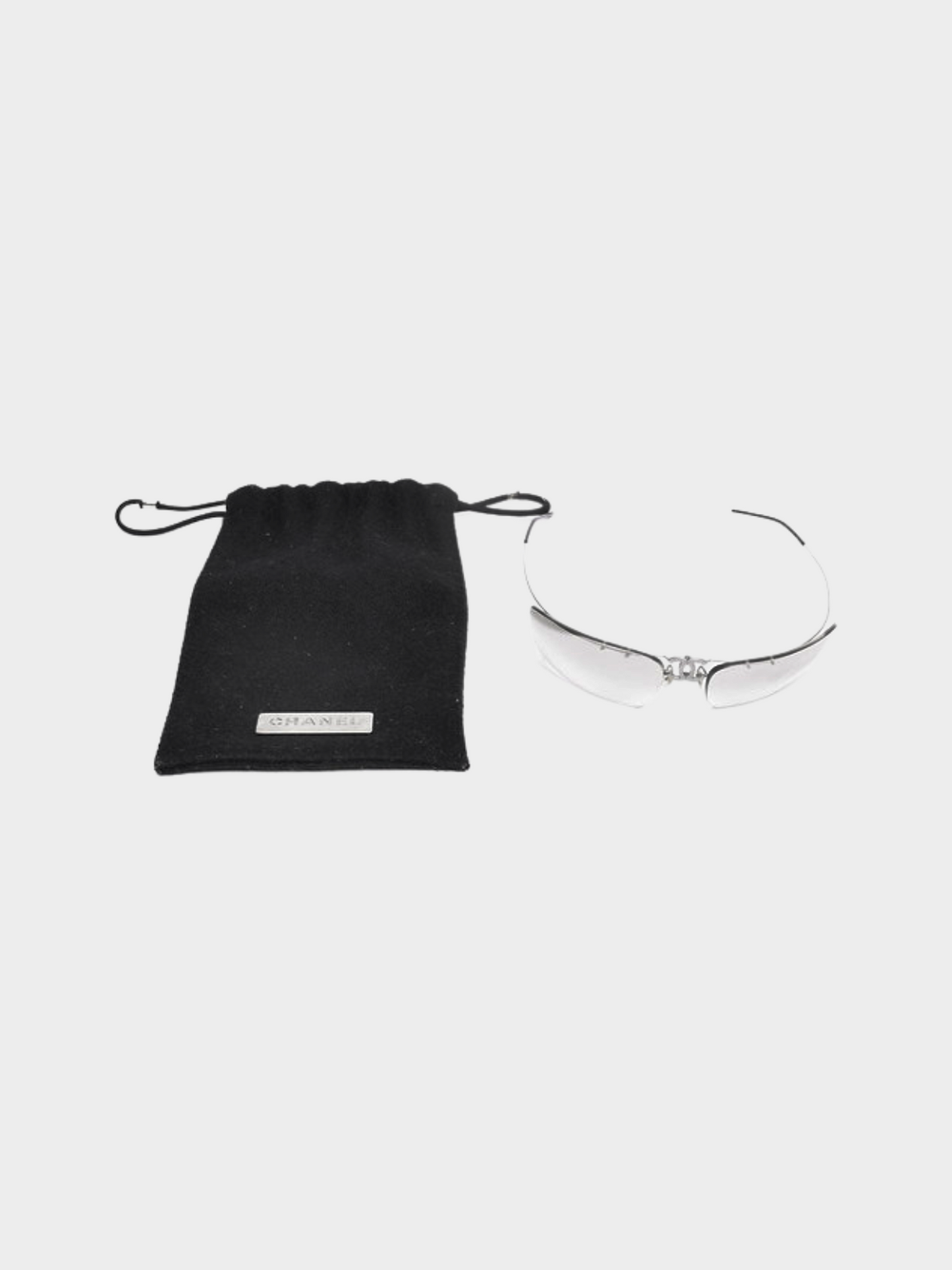 Chanel 2000s Silver Titanium Rimless Flipping Glasses