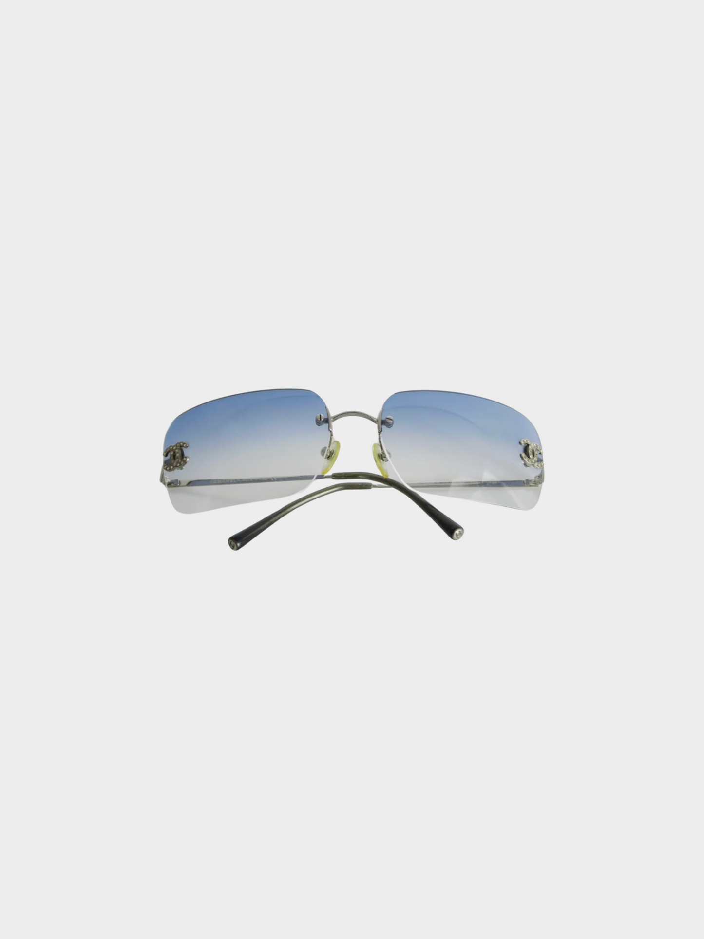 Chanel 2000s Blue Tint UV Rimless Sunglasses
