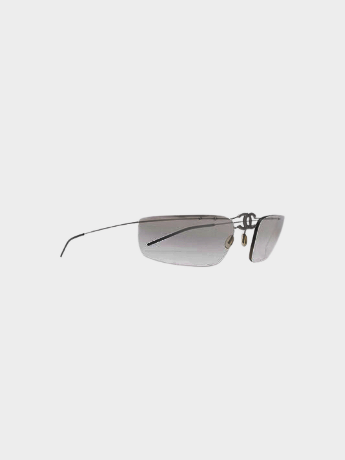 Chanel 2000s Silver Titanium Rimless Flipping Glasses
