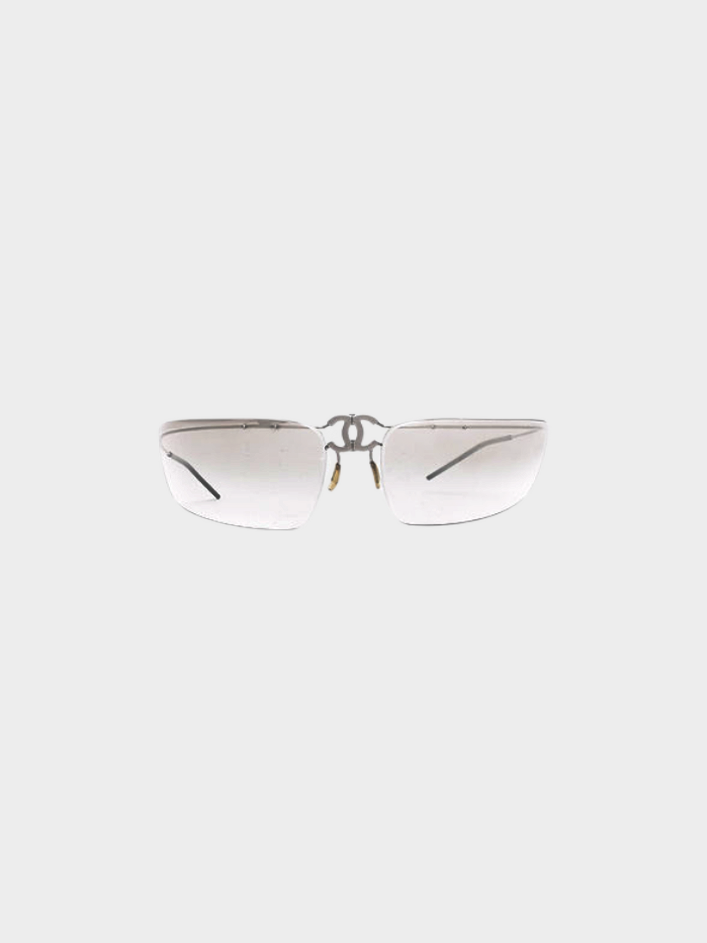 Chanel 2000s Silver Titanium Rimless Flipping Glasses