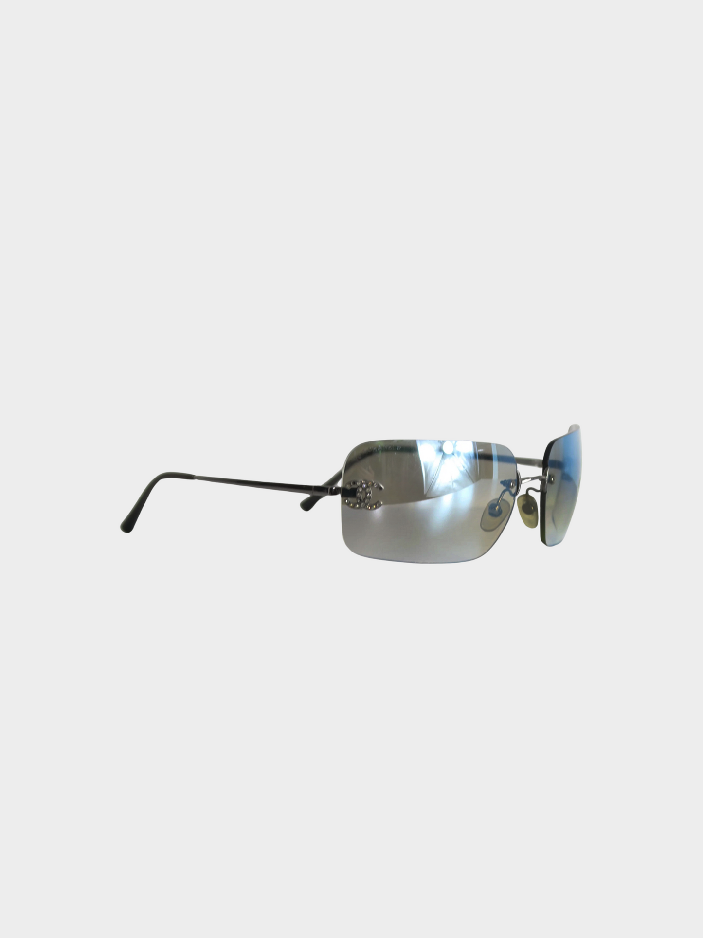 Chanel 2000s Grey Tint UV Rimless Sunglasses