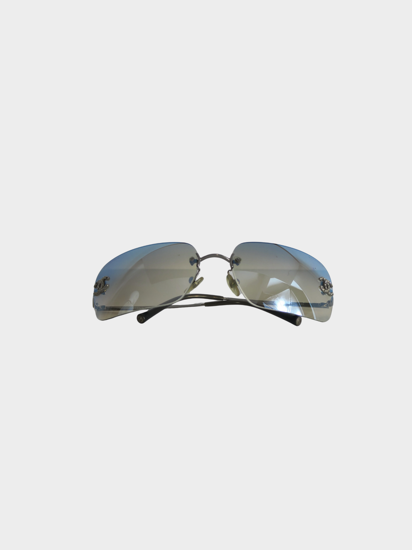 Chanel 2000s Grey Tint UV Rimless Sunglasses