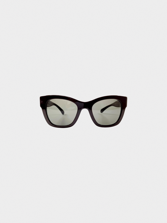 Chanel 2000s Brown Heart Sunglasses