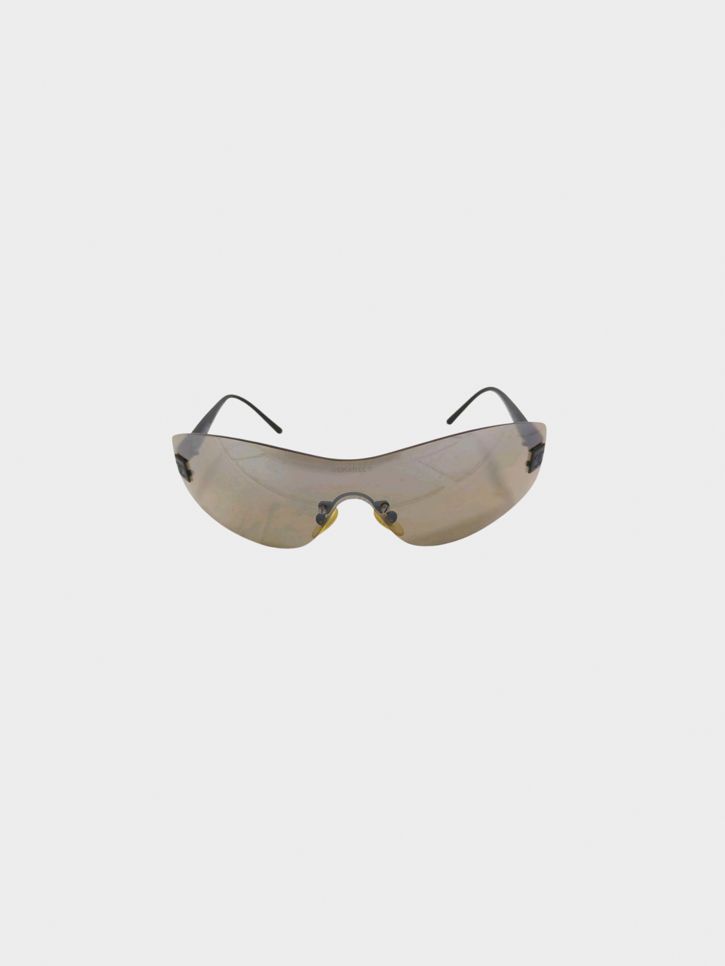 Chanel 2000s Brown Shield Rimless Sunglasses