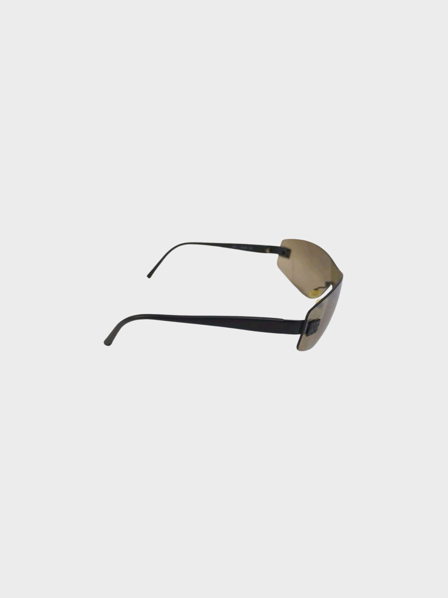 Chanel 2000s Brown Shield Rimless Sunglasses