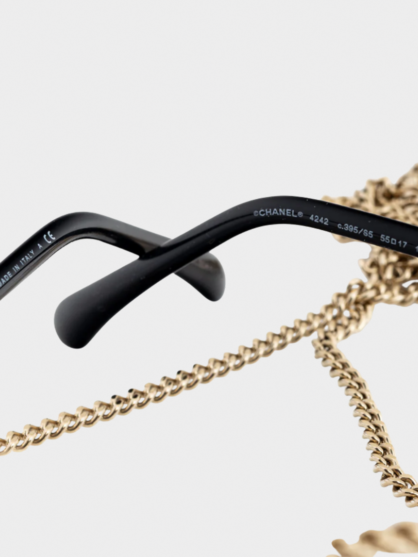 Chanel 2010s Pantos Gold-Tone & Black Metal-Chain Sunglasses