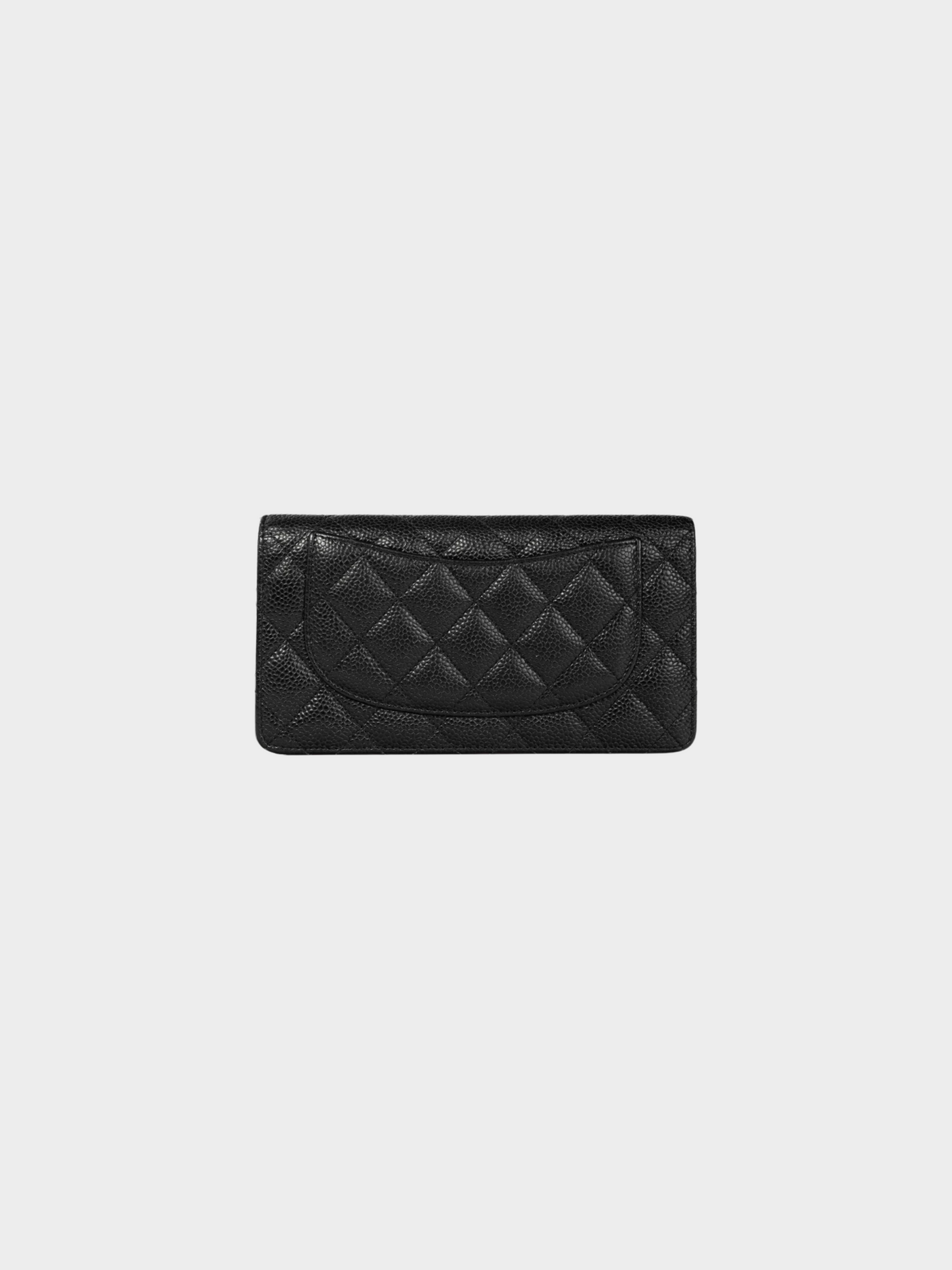 Chanel 2014 Black Caviar Leather Quilted L-Yen Wallet